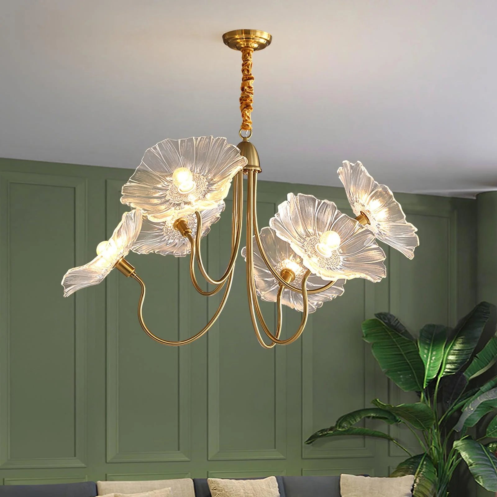 Lampadario a foglie di vetro Lotus