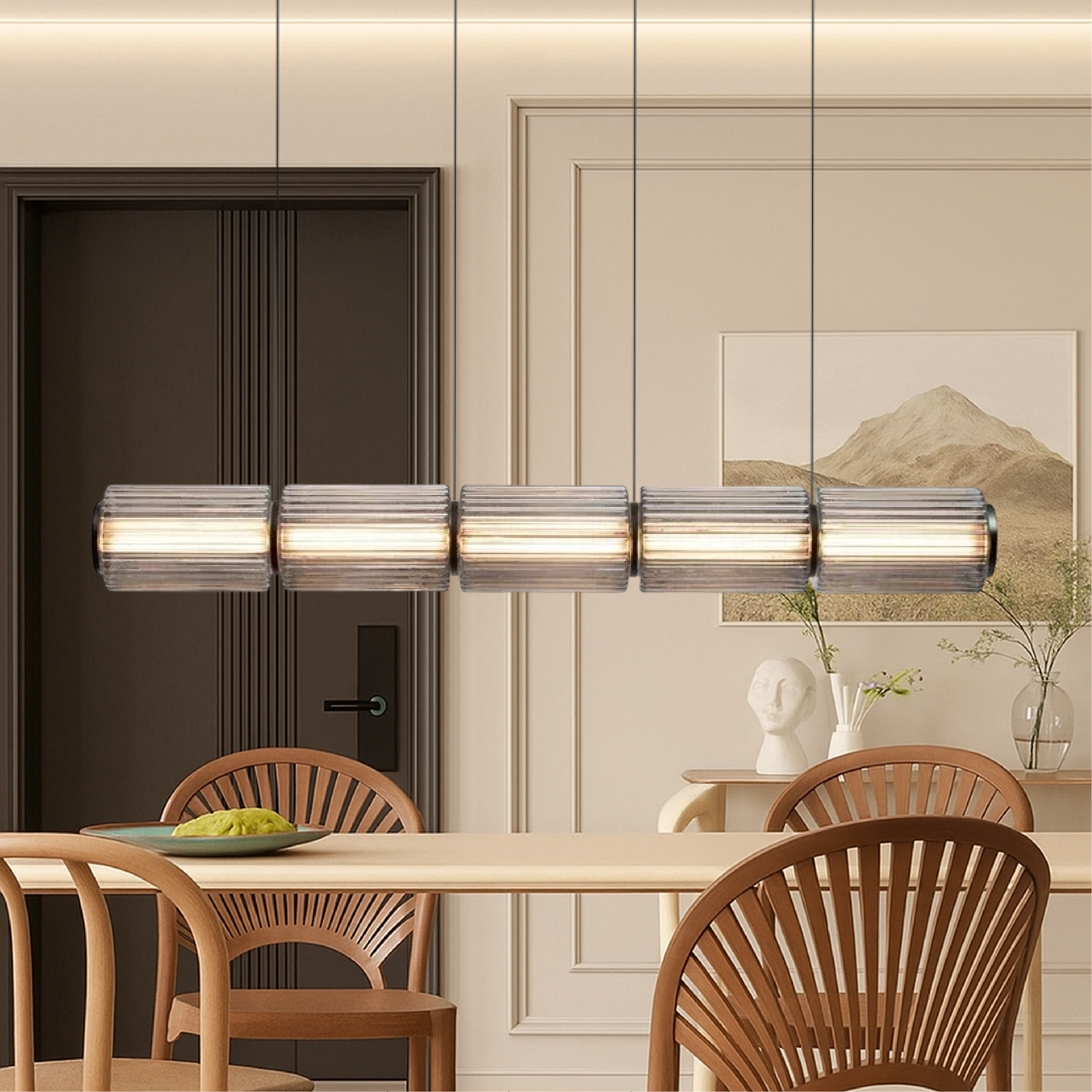 Lampada a sospensione in vetro a forma di cilindro