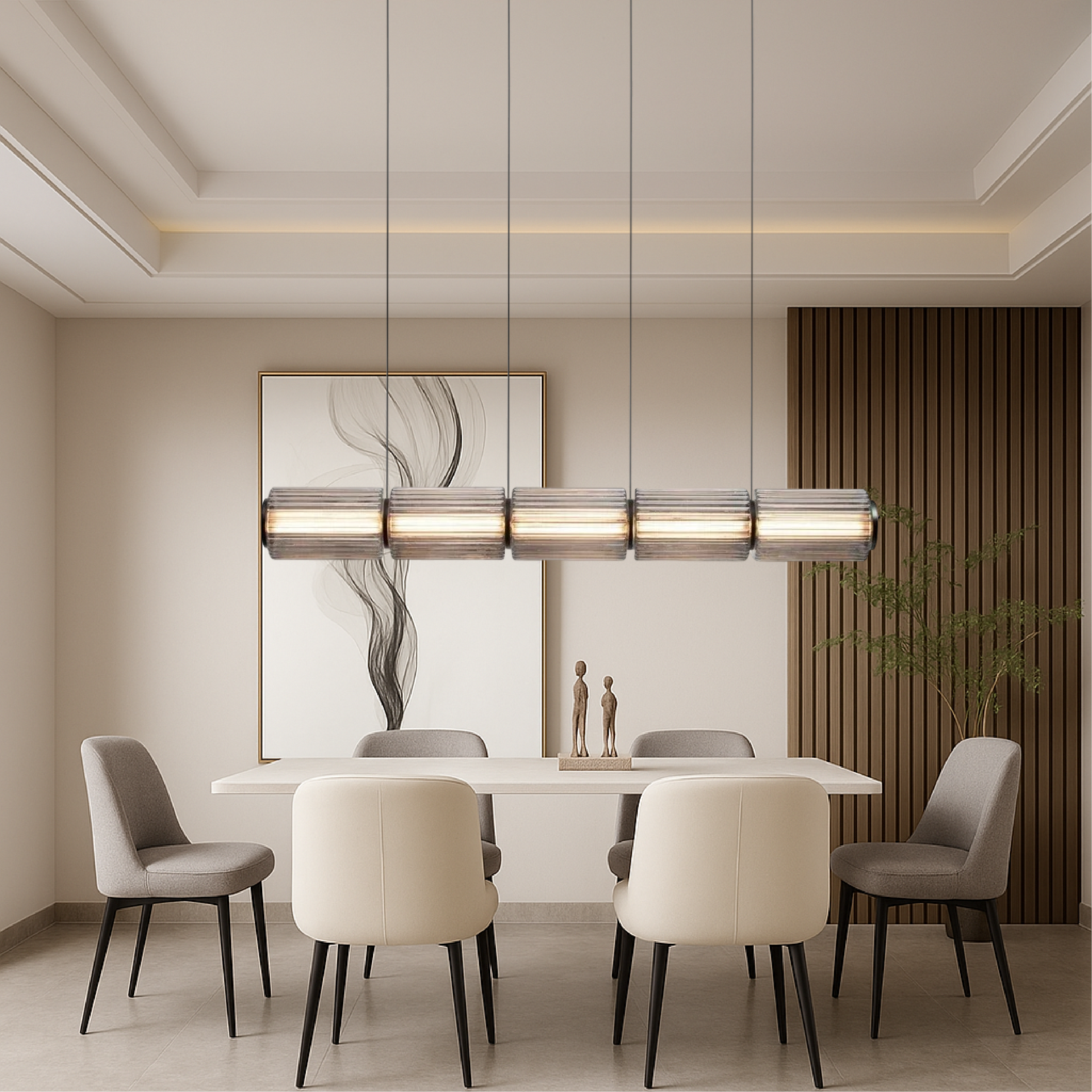 Lampada a sospensione in vetro a forma di cilindro