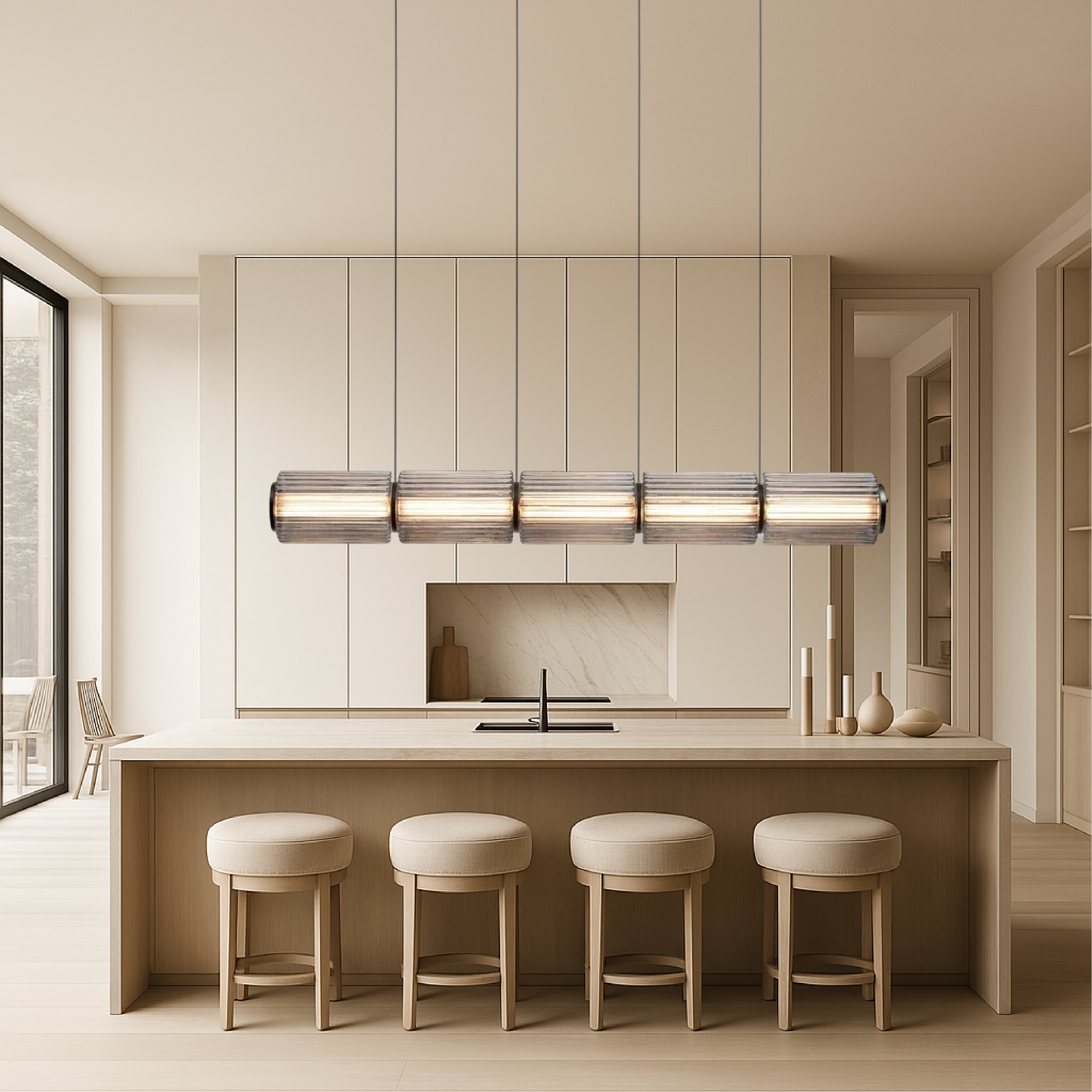 Lampada a sospensione in vetro a forma di cilindro