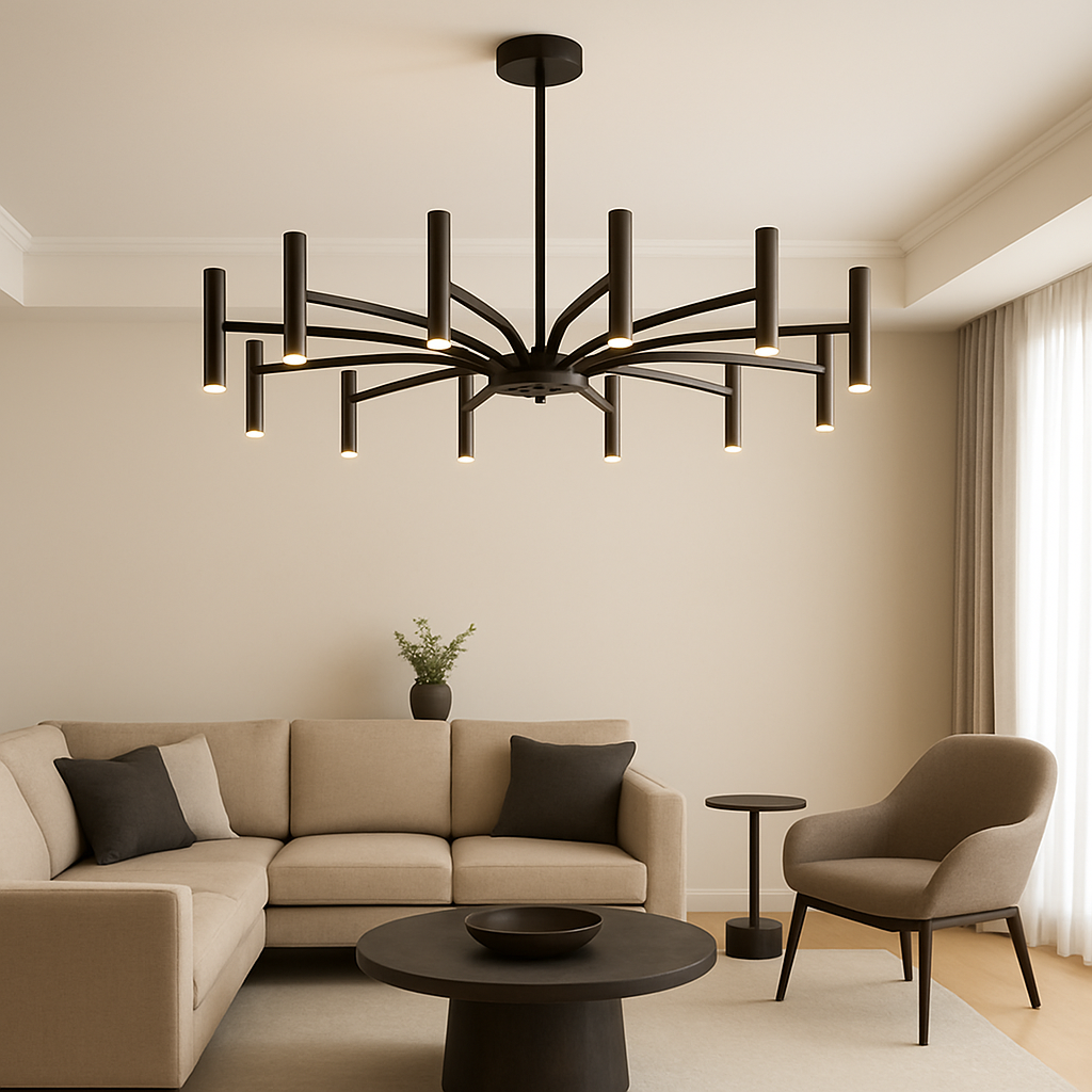 Lampadario contemporaneo a 12 teste