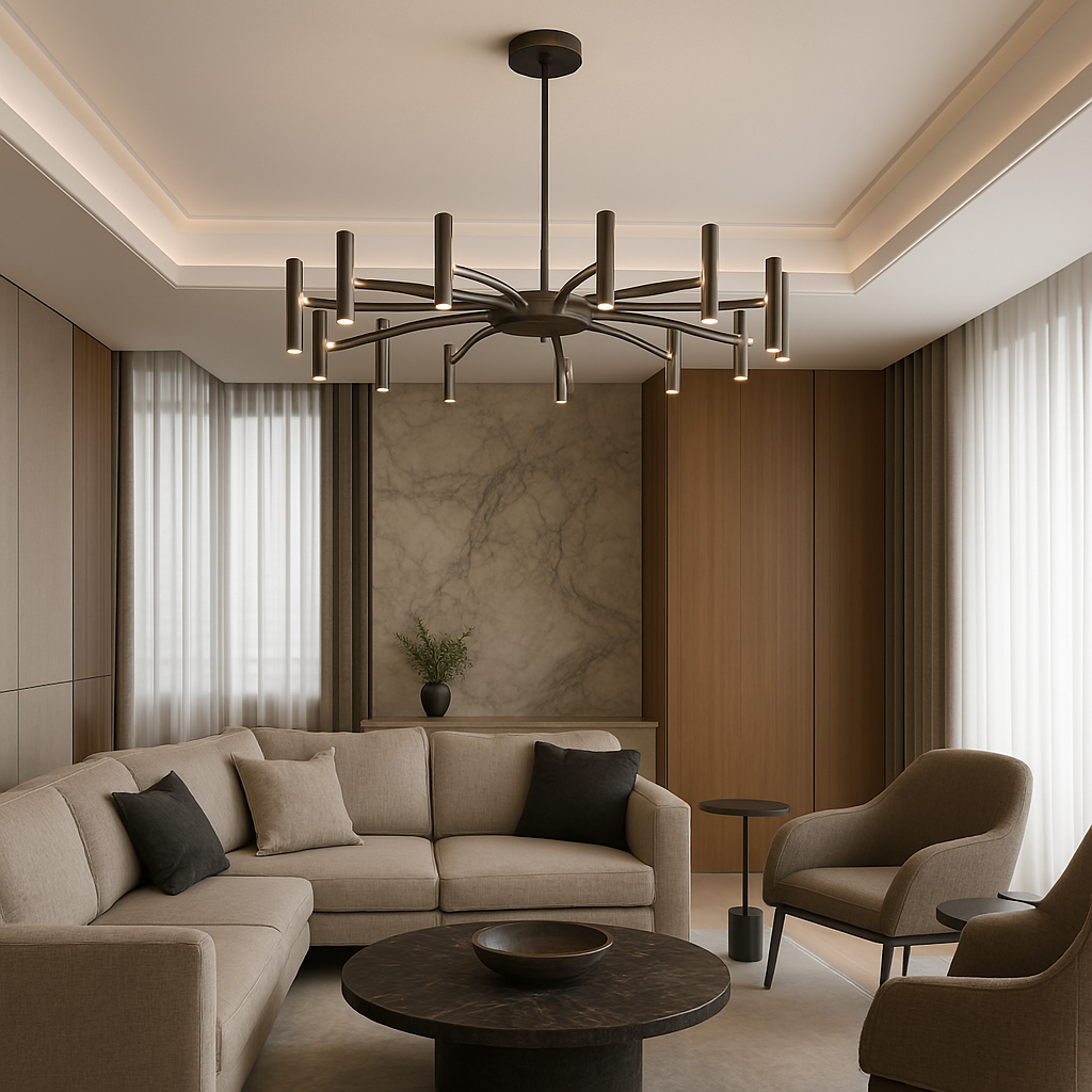 Lampadario contemporaneo a 12 teste