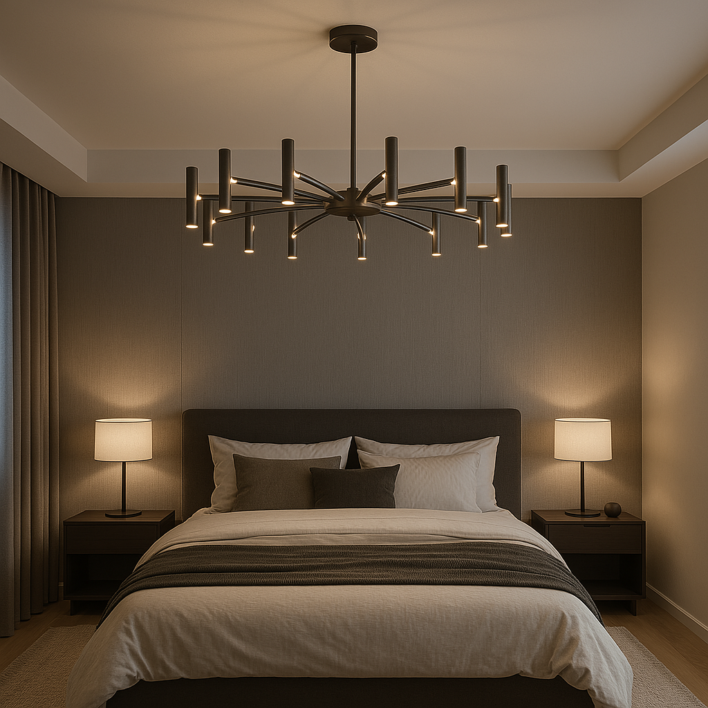 Lampadario contemporaneo a 12 teste