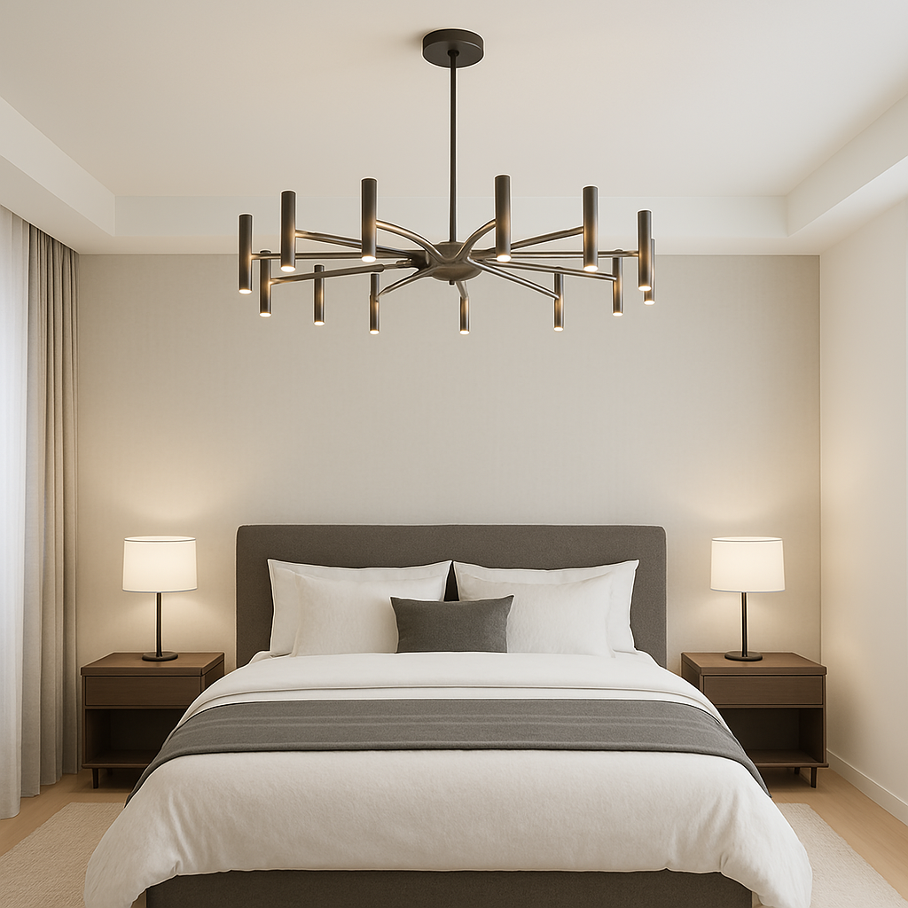 Lampadario contemporaneo a 12 teste
