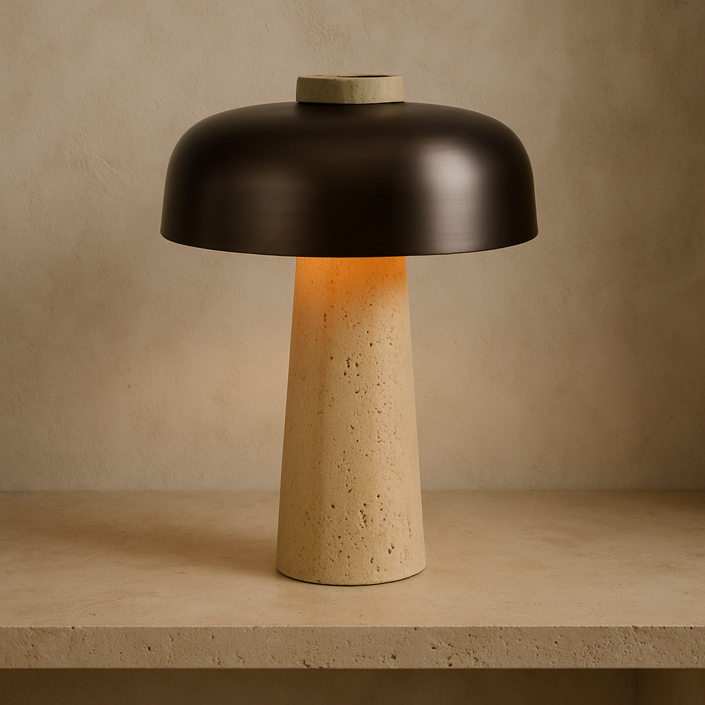 Lampada da tavolo in travertino