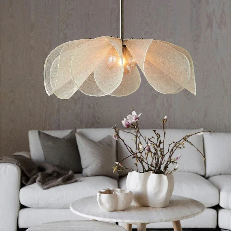 Lampada a sospensione in tessuto vintage