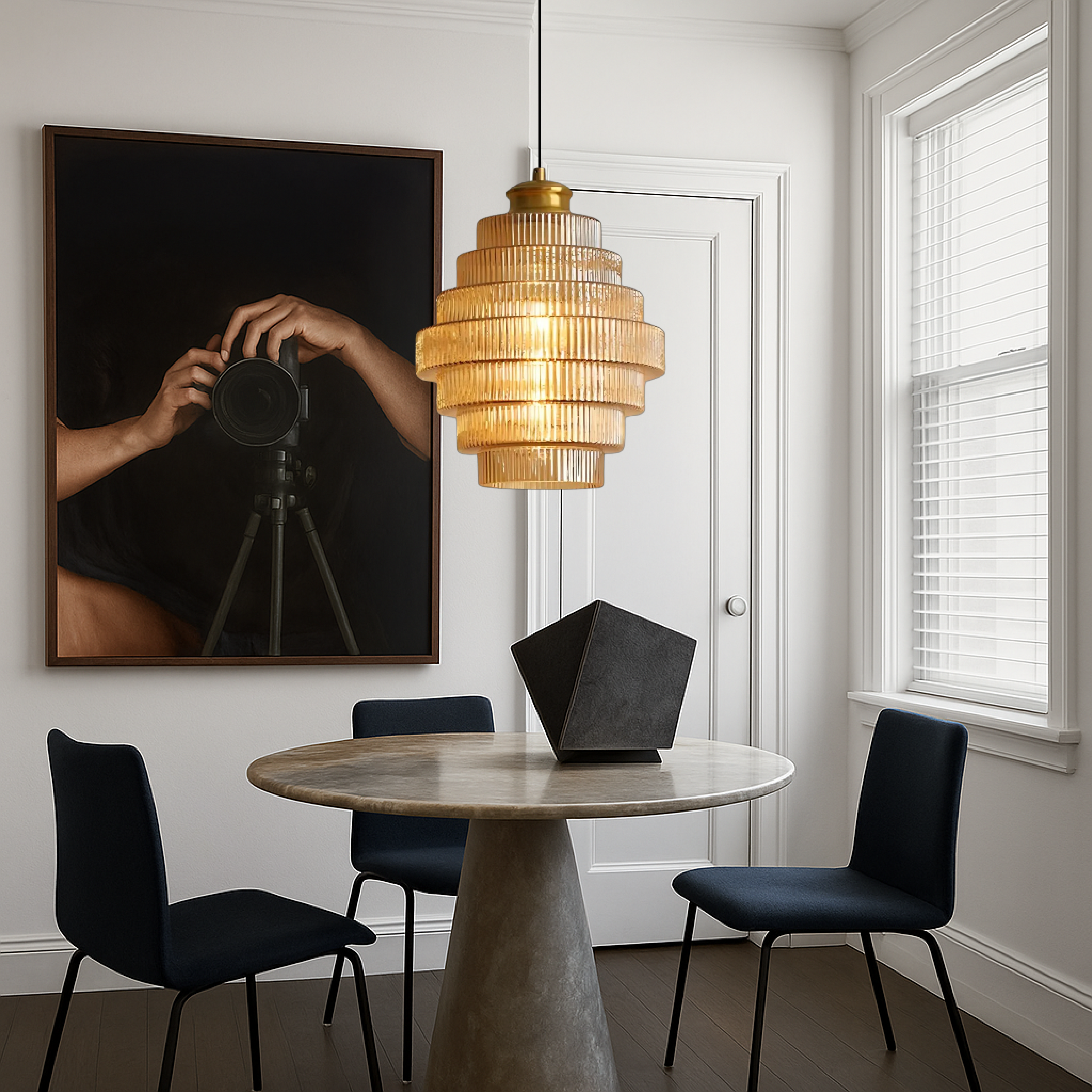 Lampada a sospensione in vetro L'otre