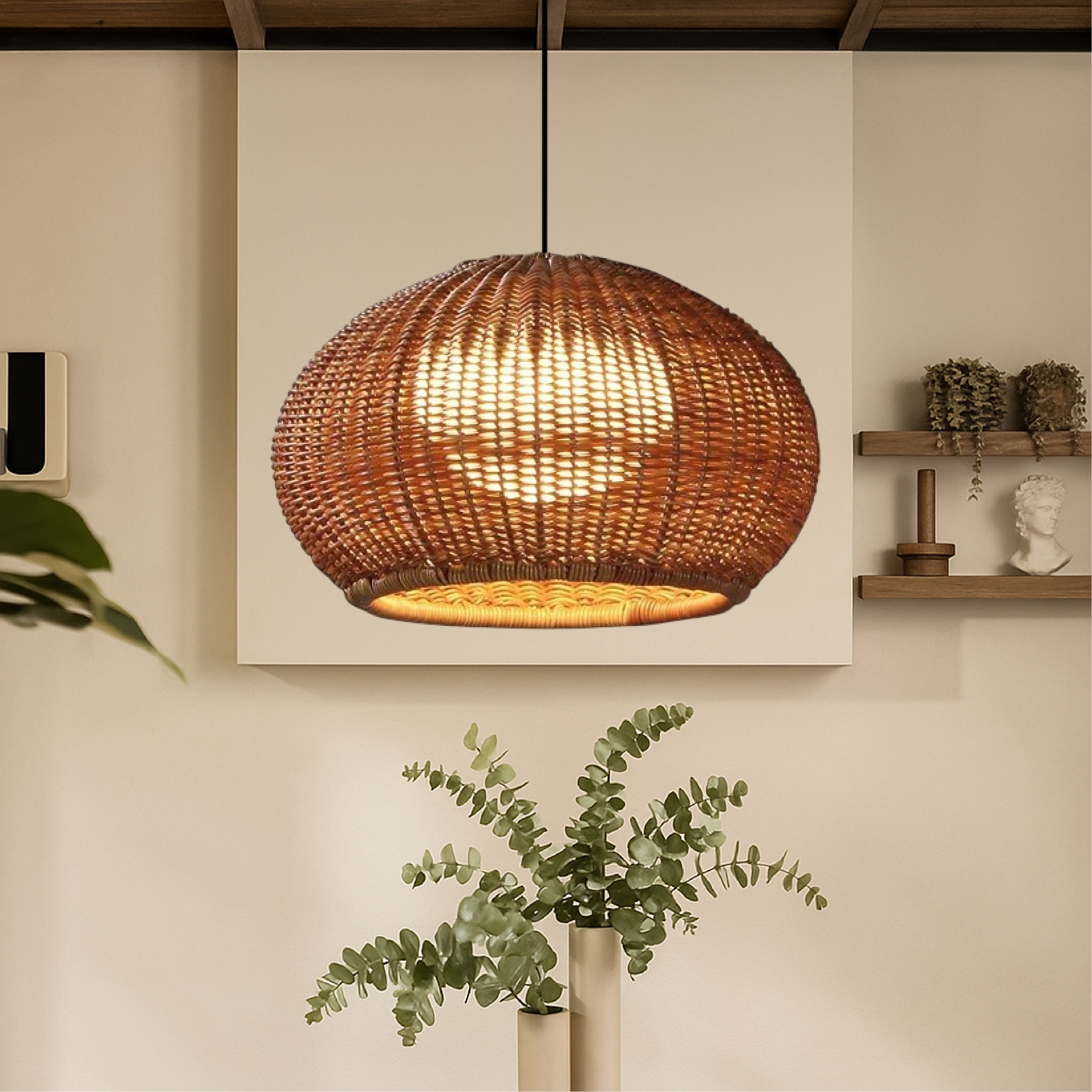 Luce a sospensione in bambù per esterni/interni