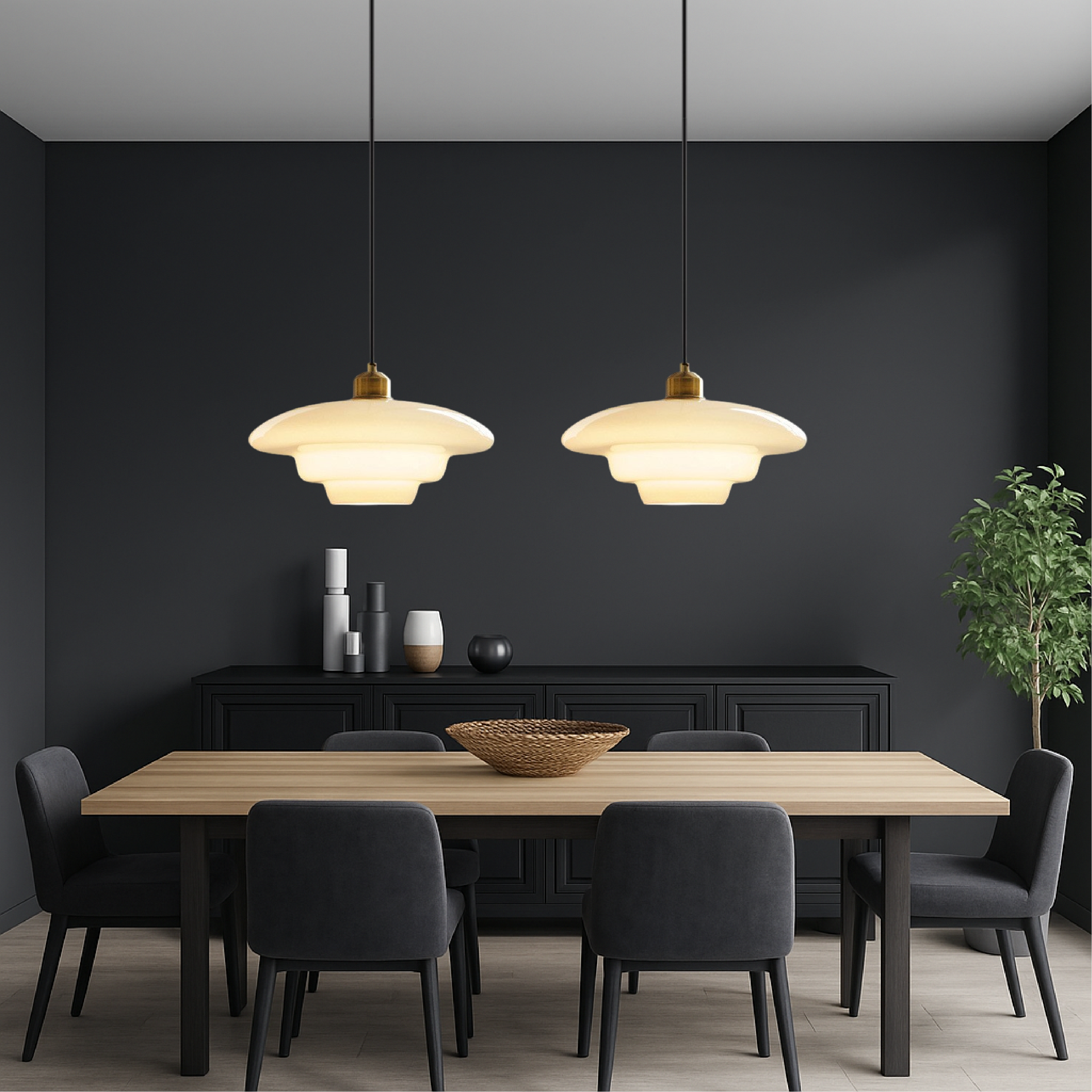 Luce a sospensione in vetro bianco latte