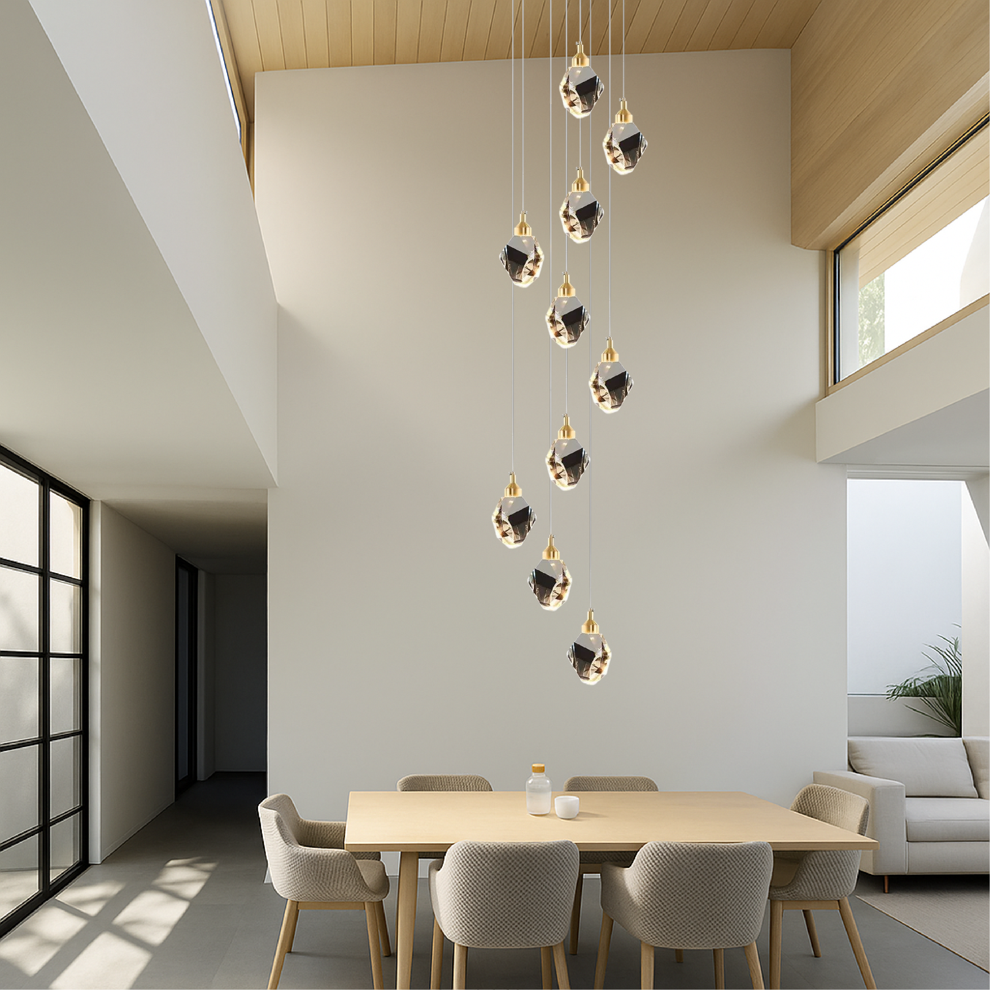 Lampadario di cristallo a 10 teste per scale