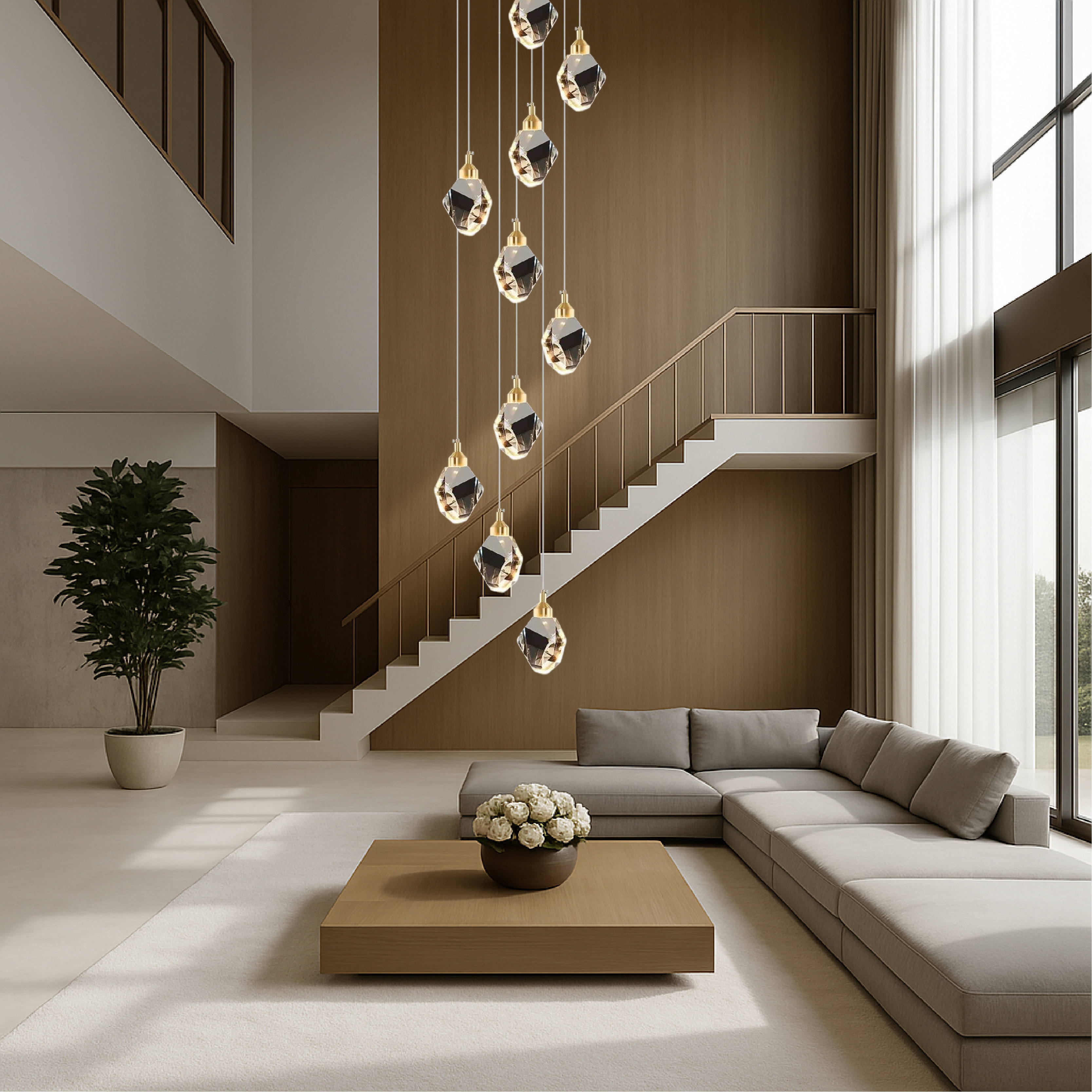 Lampadario di cristallo a 10 teste per scale