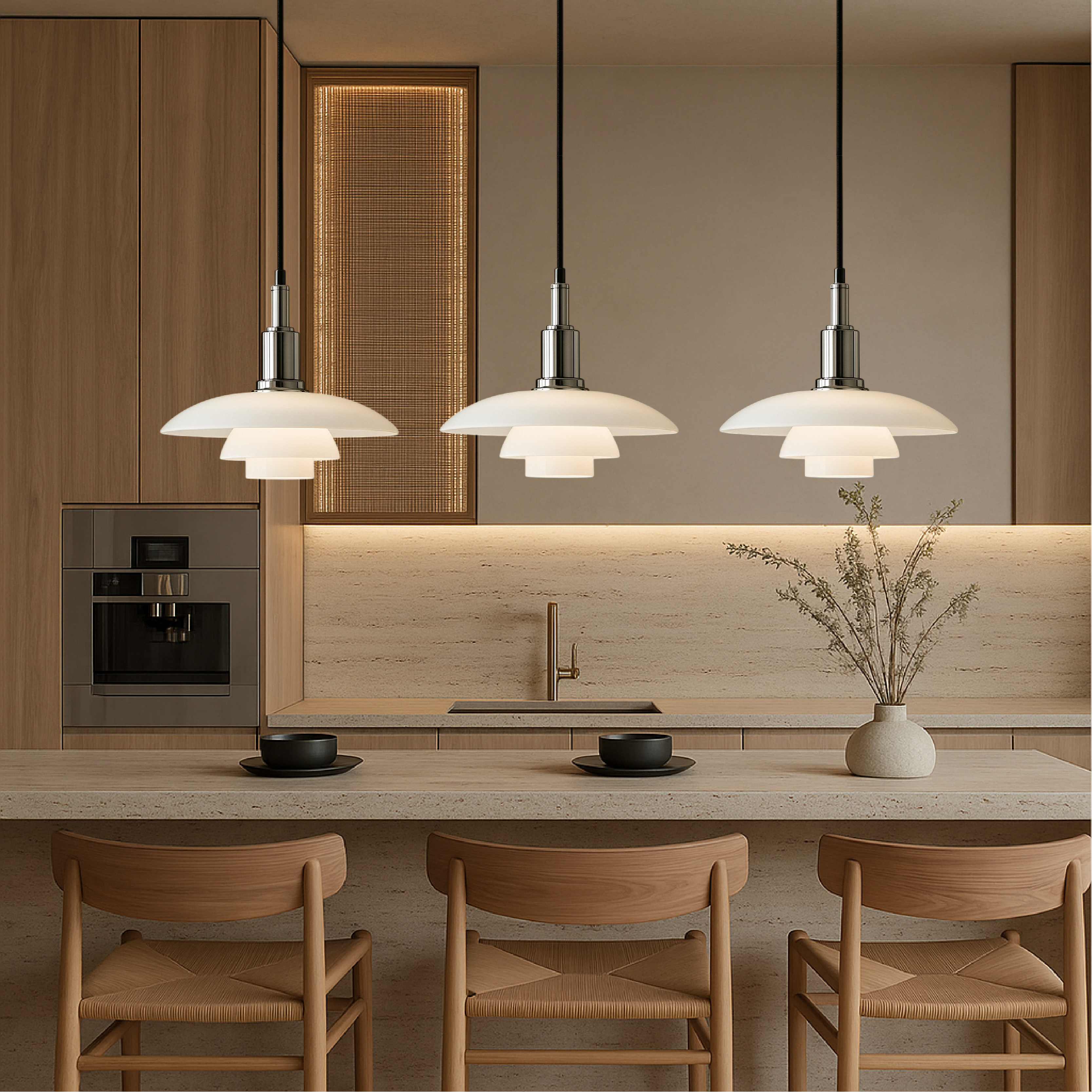 Lampada a sospensione di design danese a 2/3 teste