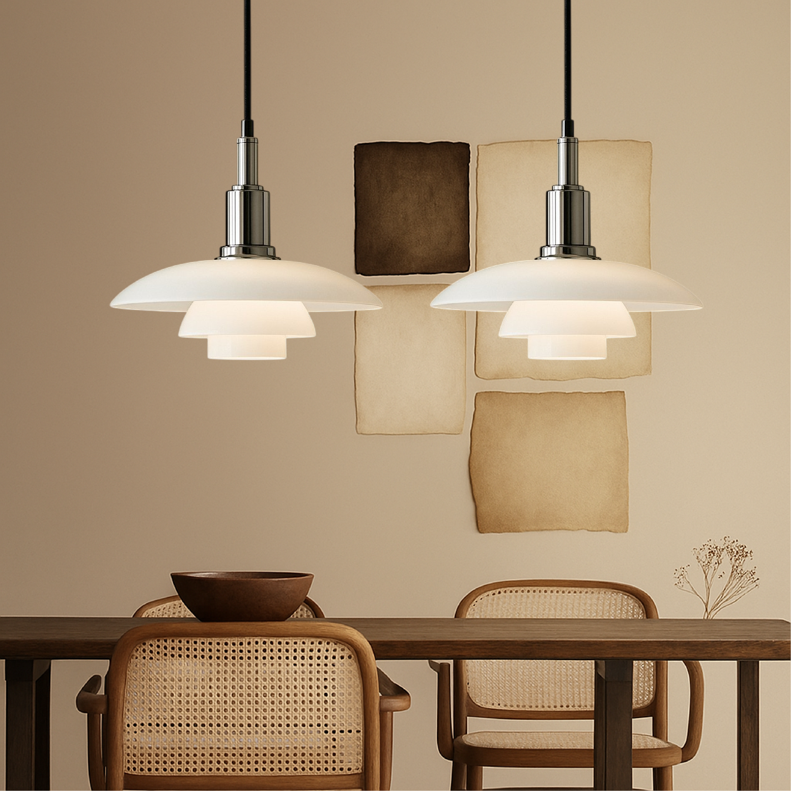 Lampada a sospensione di design danese a 2/3 teste