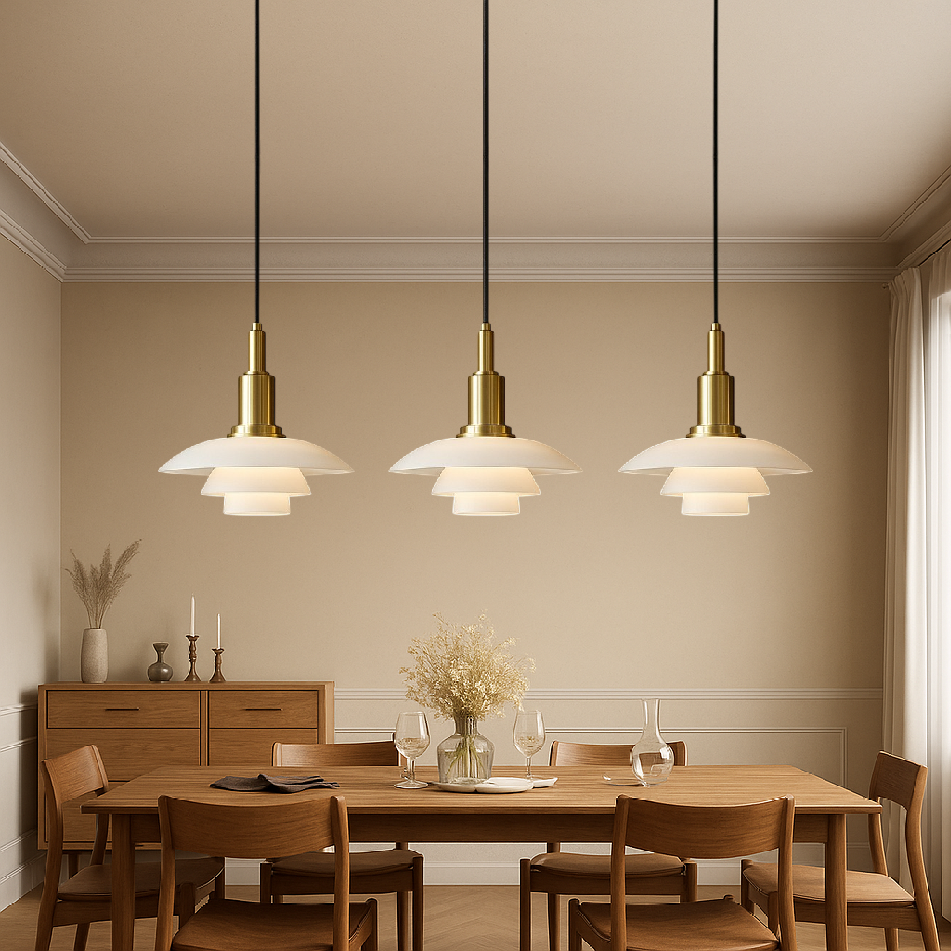 Lampada a sospensione di design danese a 2/3 teste