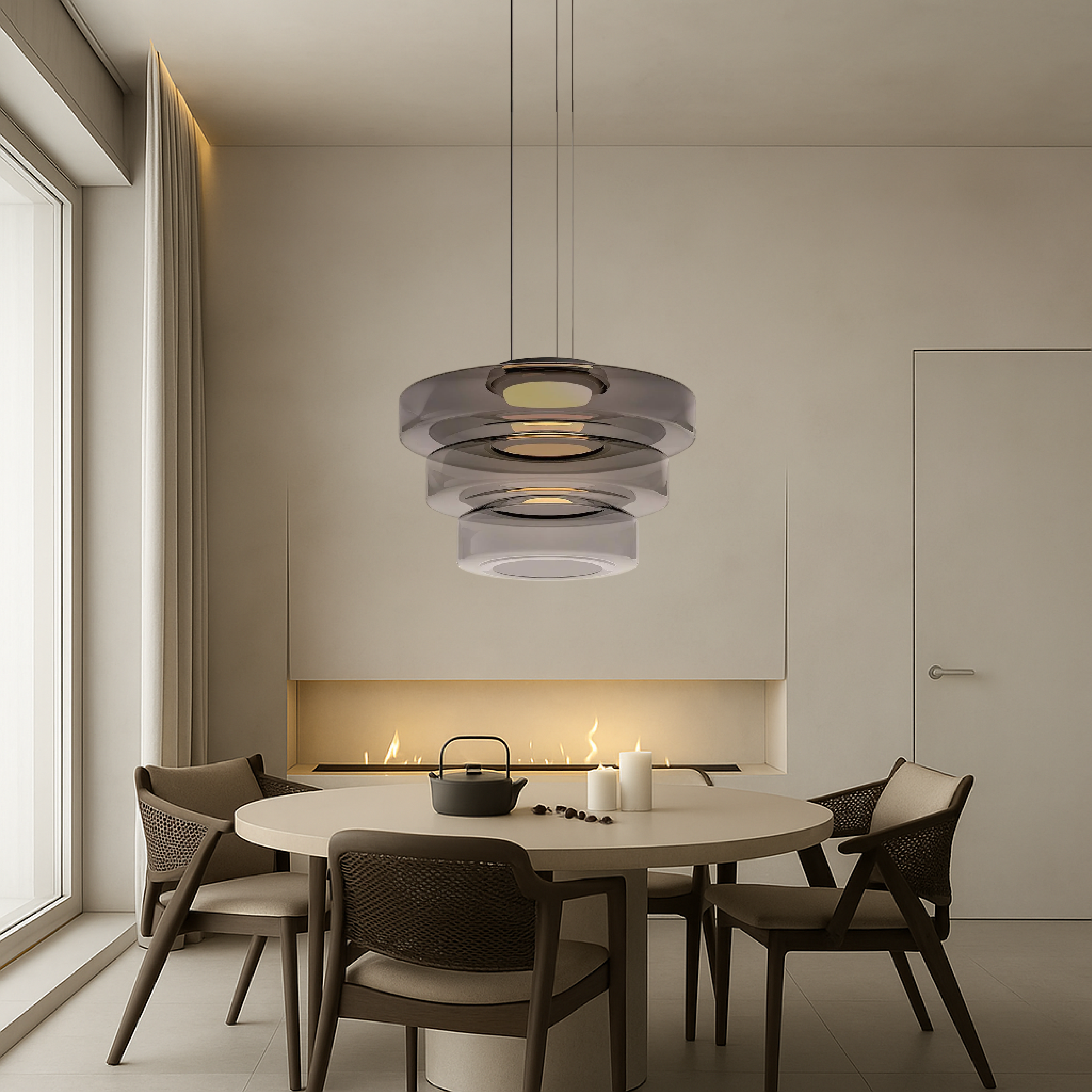 Lampada a sospensione Bauhaus in vetro danese