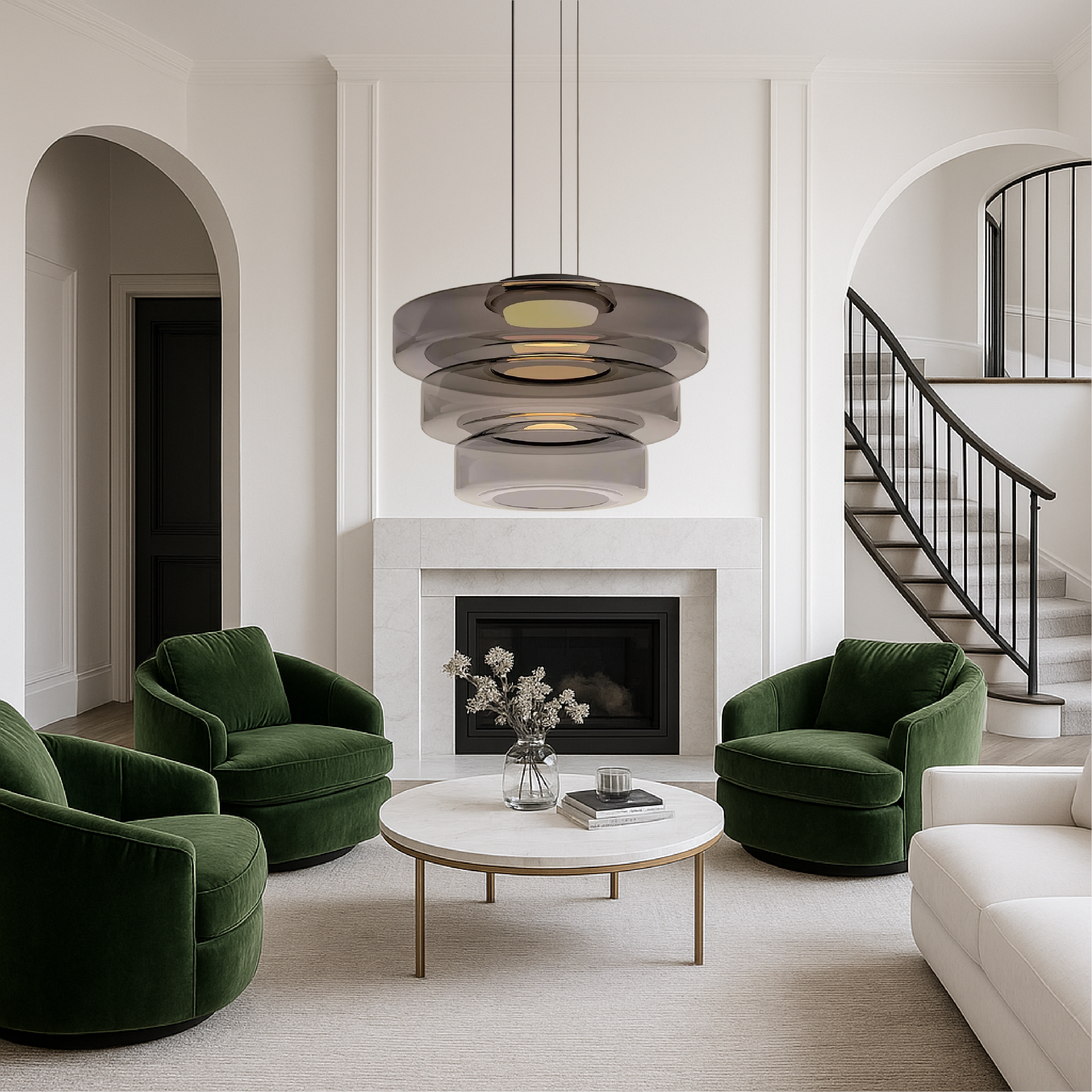 Lampada a sospensione Bauhaus in vetro danese
