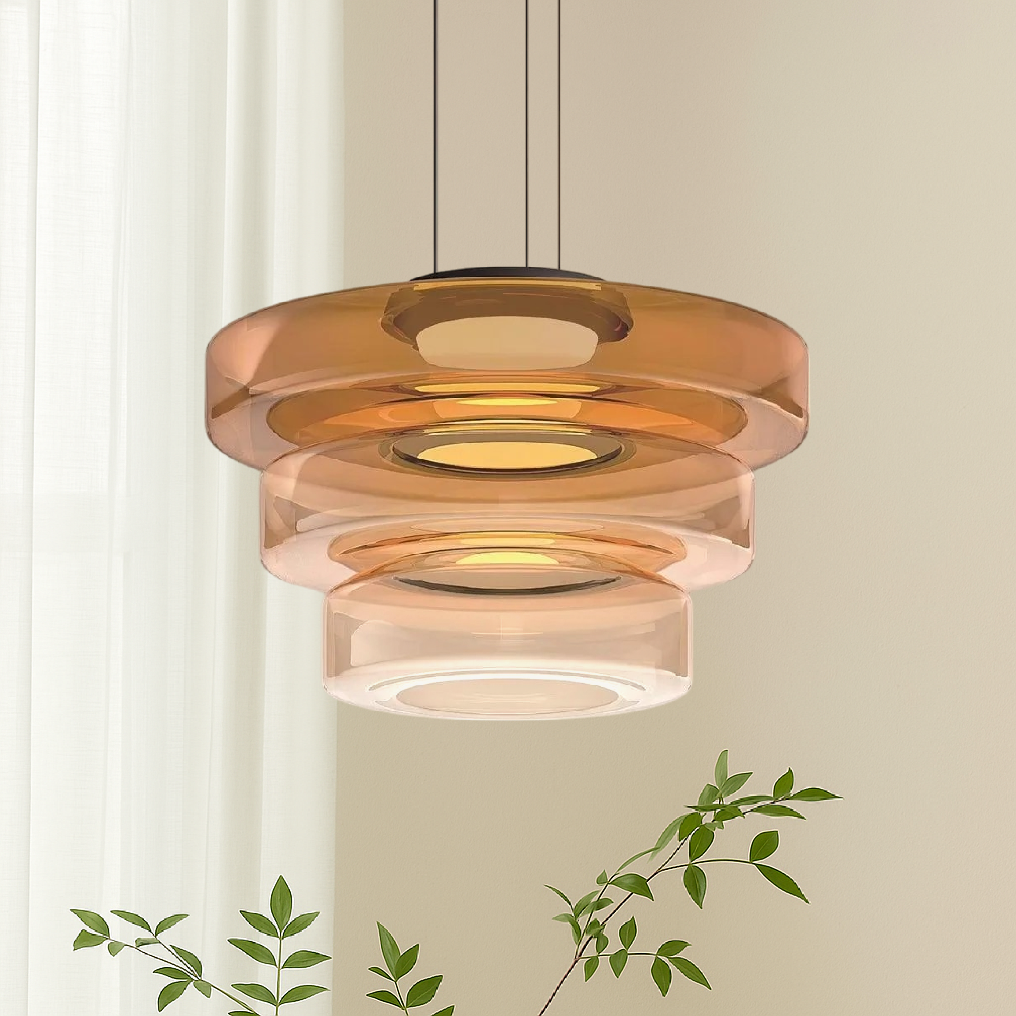 Lampada a sospensione Bauhaus in vetro danese