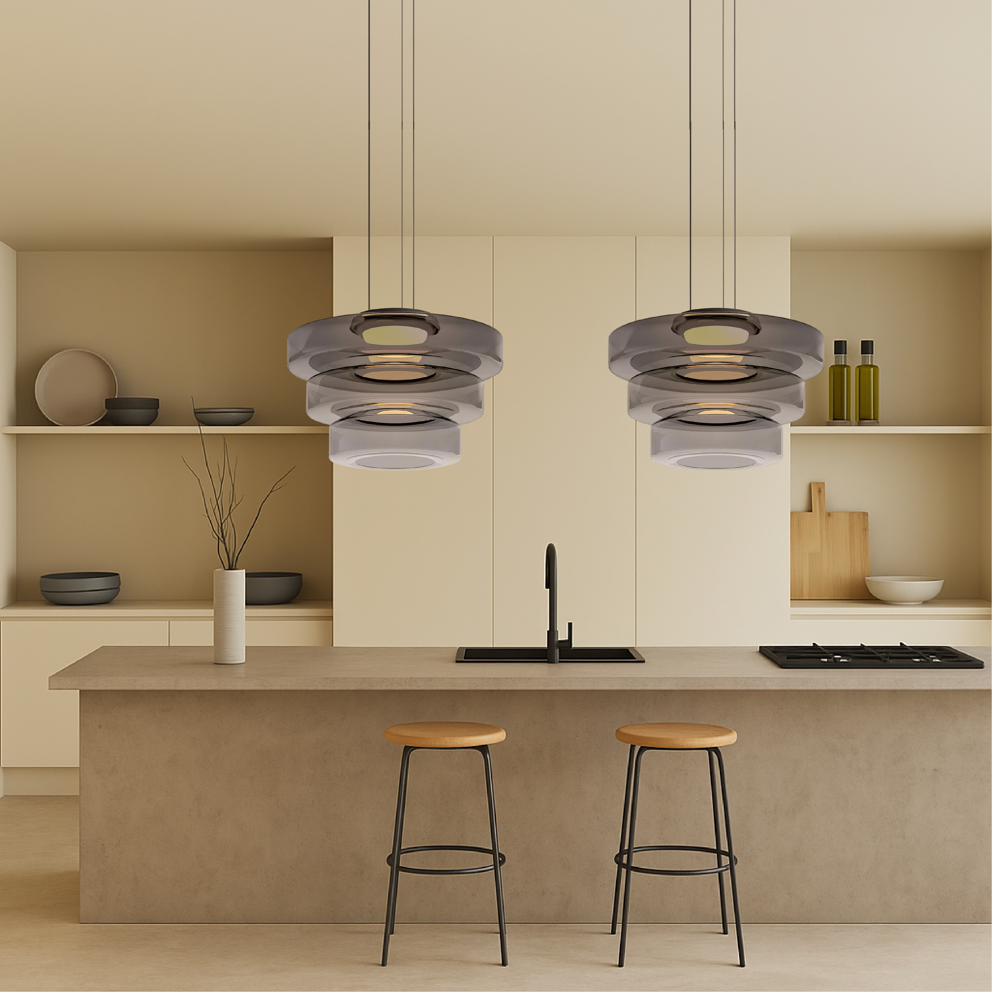 Lampada a sospensione Bauhaus in vetro danese