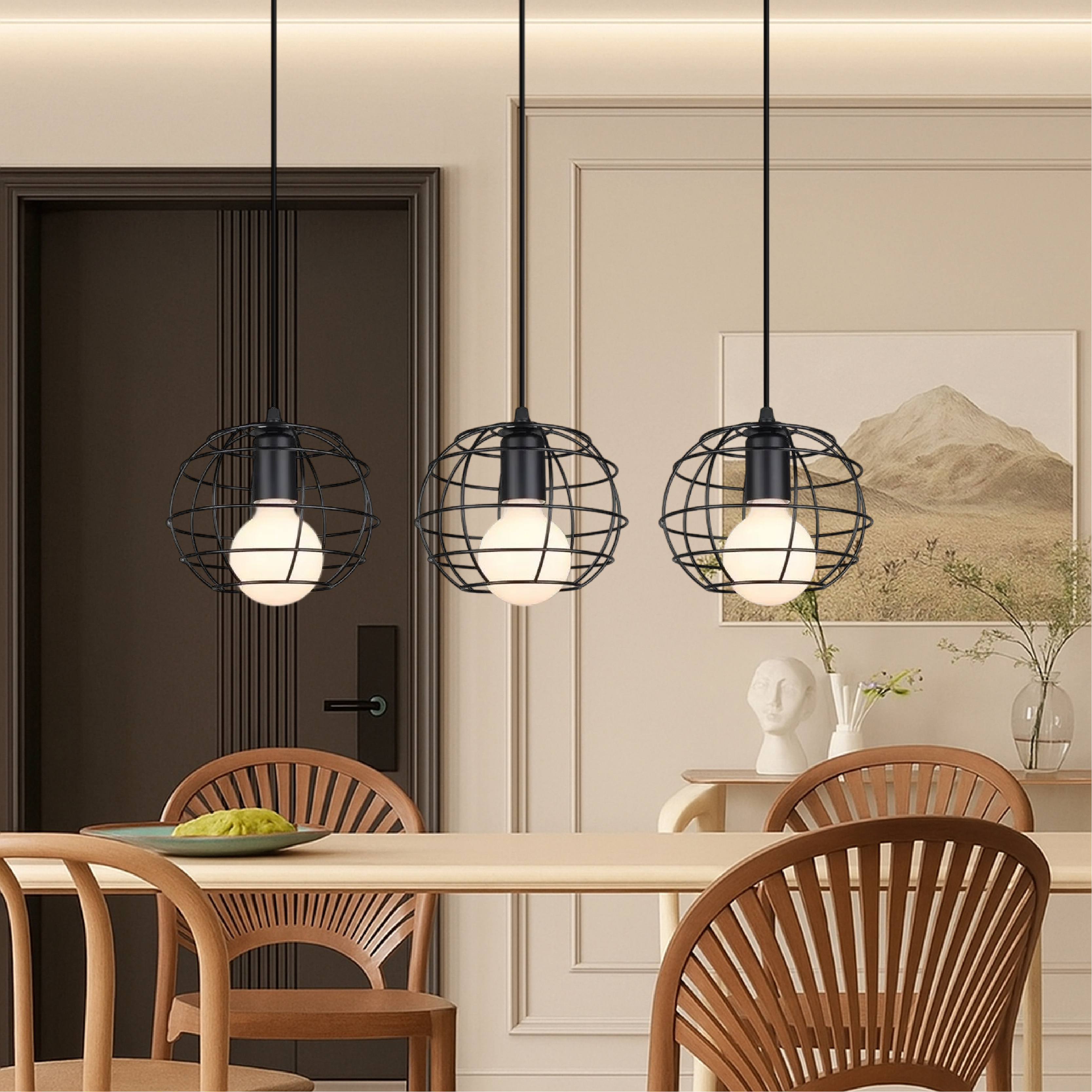 Tavolo da pranzo Luce a sospensione a 3 teste di Nuo