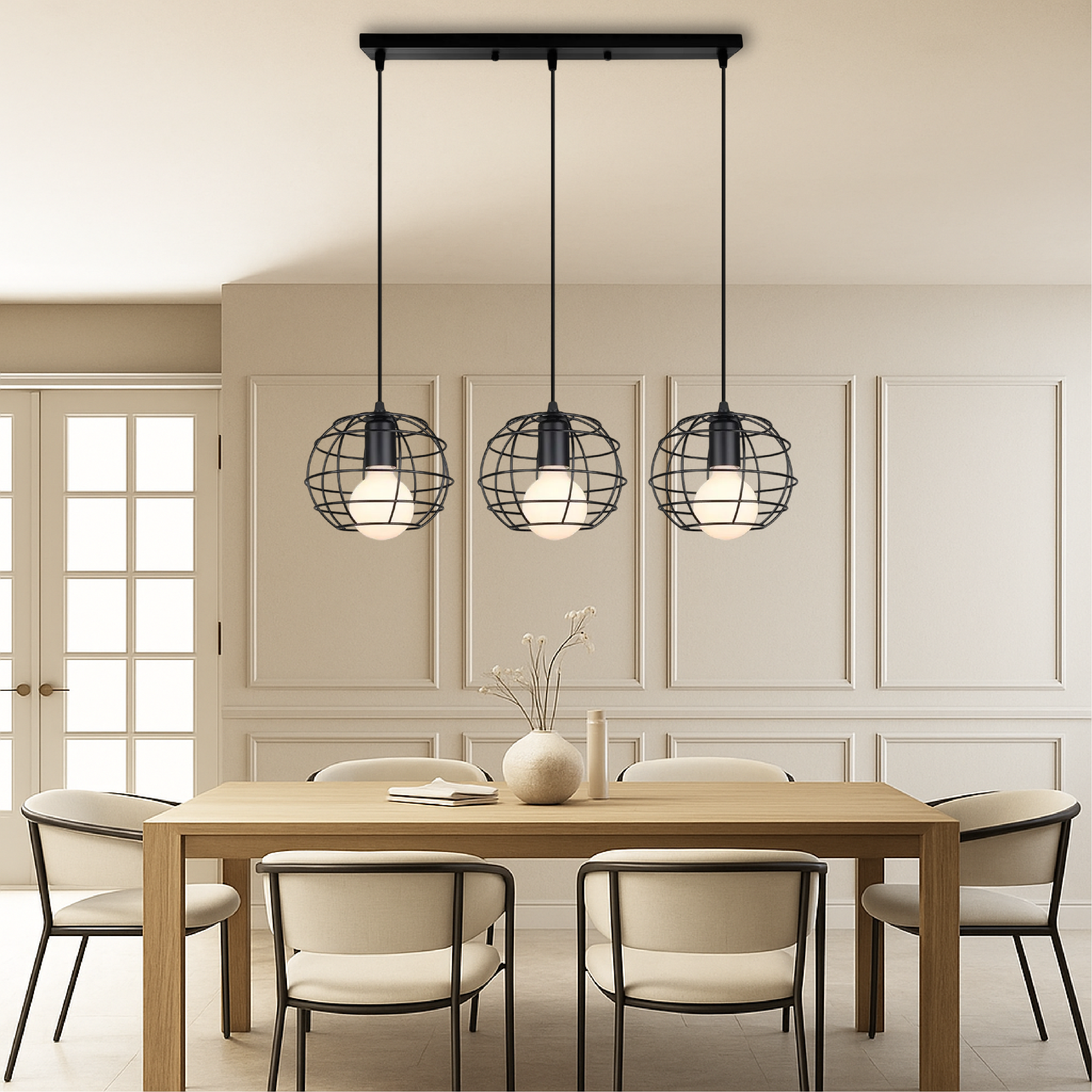 Tavolo da pranzo Luce a sospensione a 3 teste di Nuo