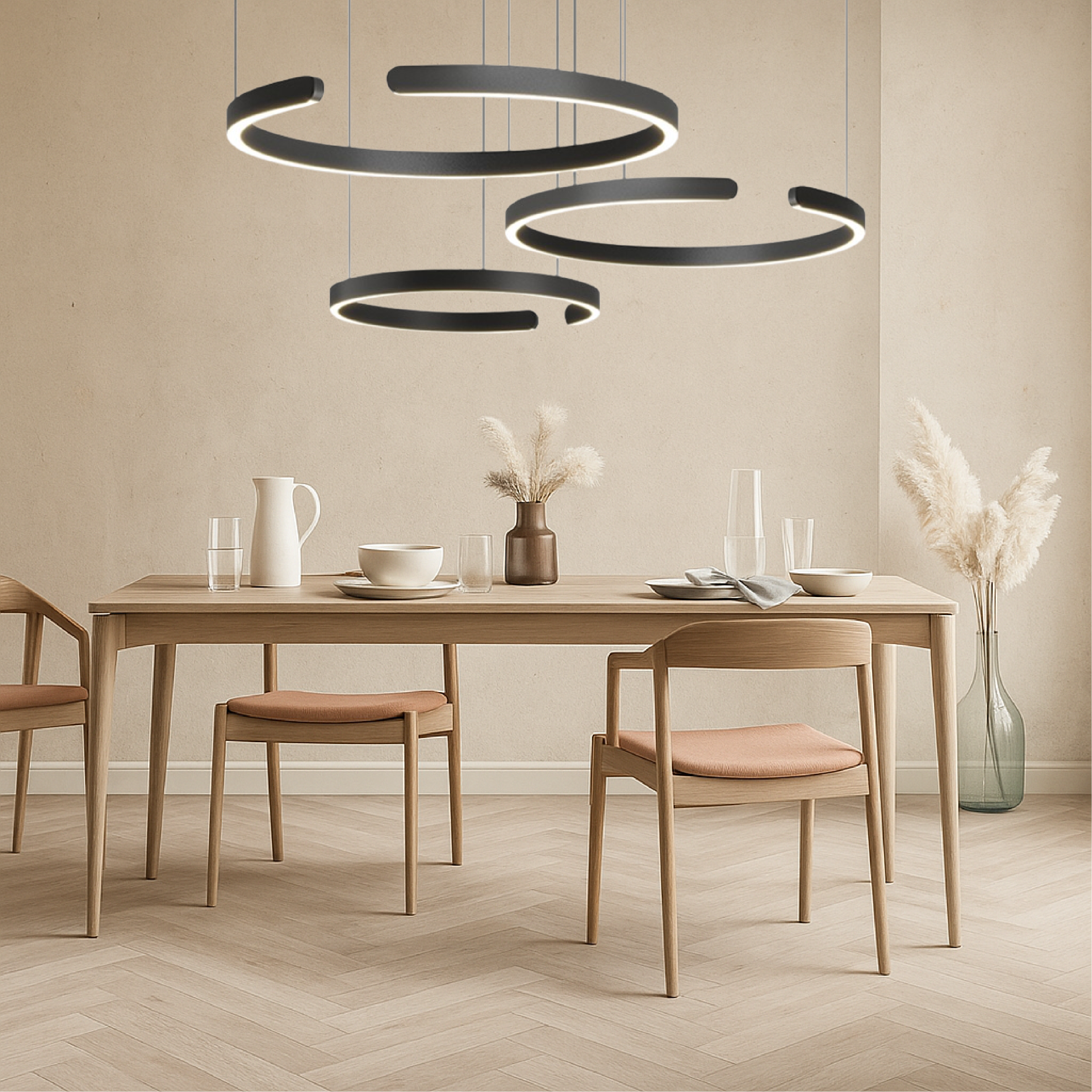 Lampada a sospensione nordica a 3 anelli