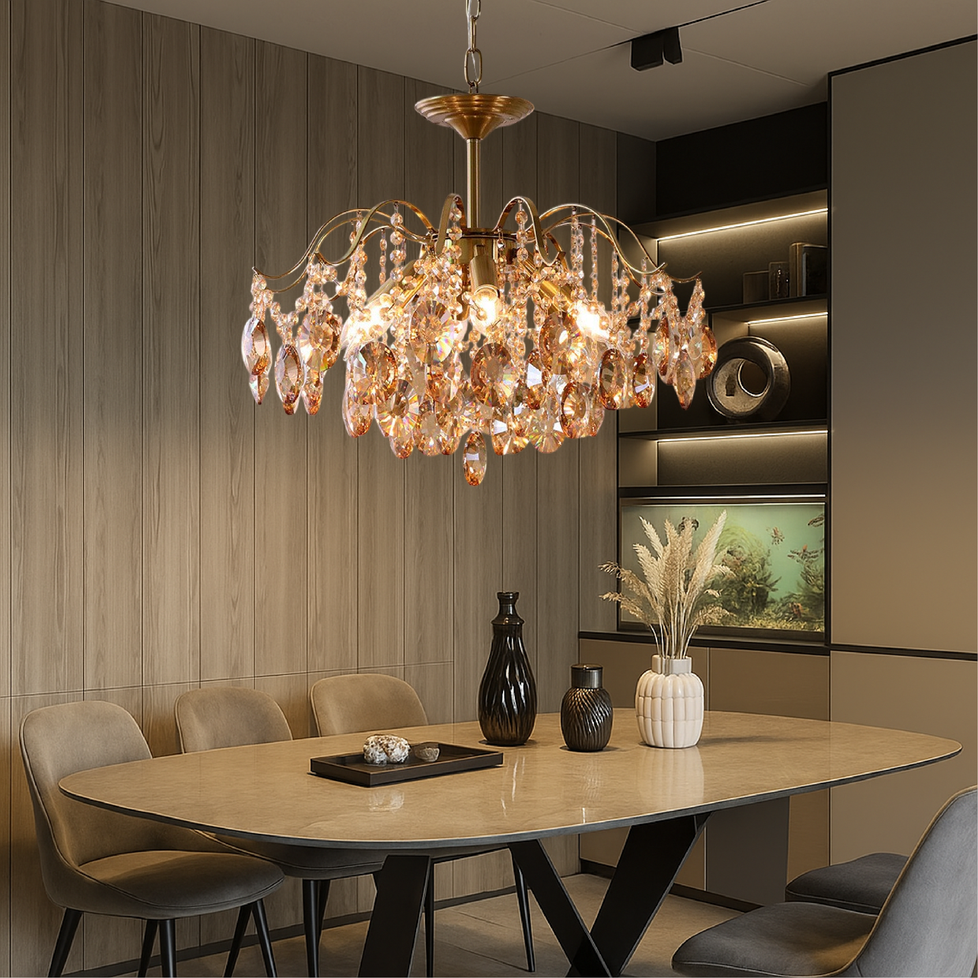 Lampadario retrò in cristallo