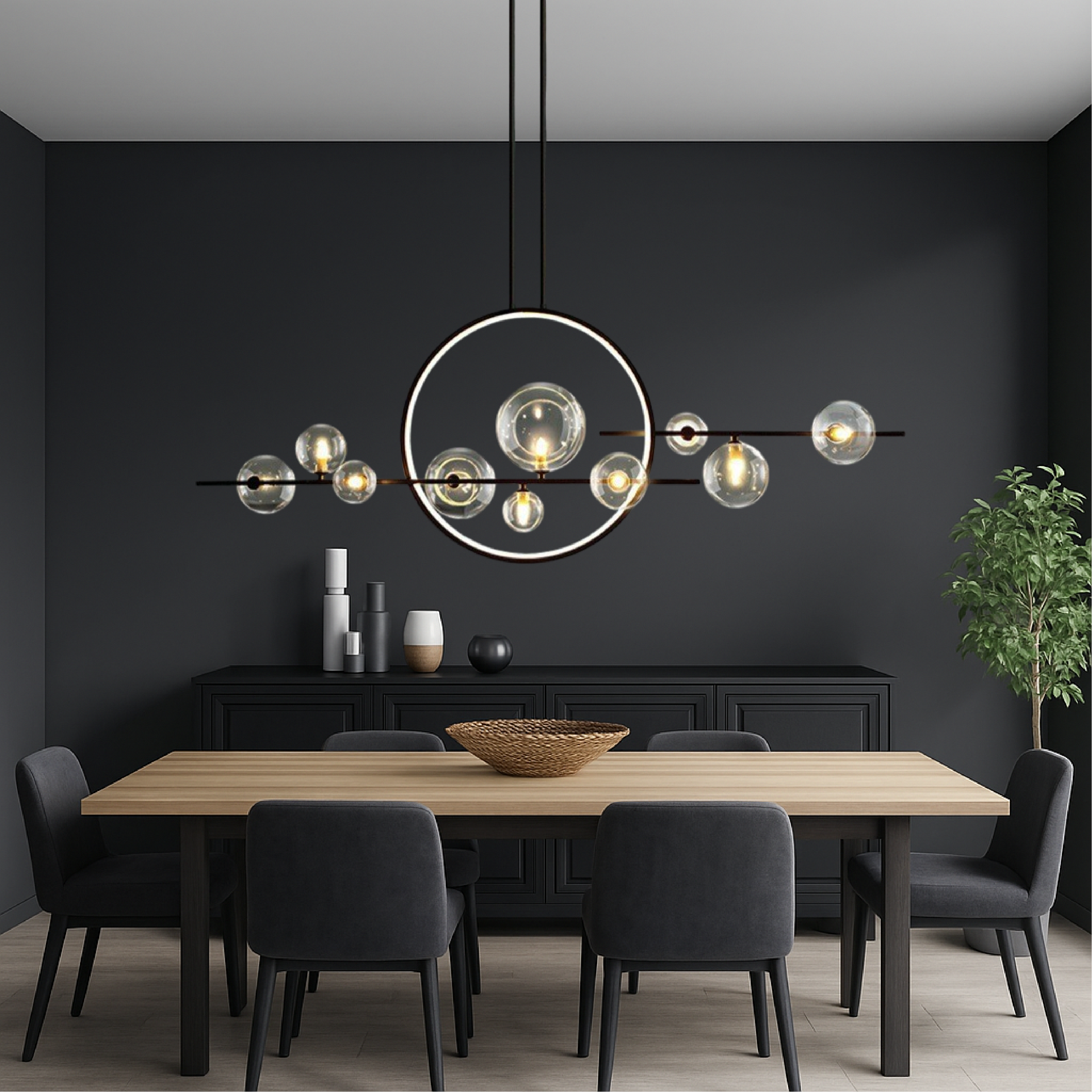 Lampadario da tavolo in vetro per cucina