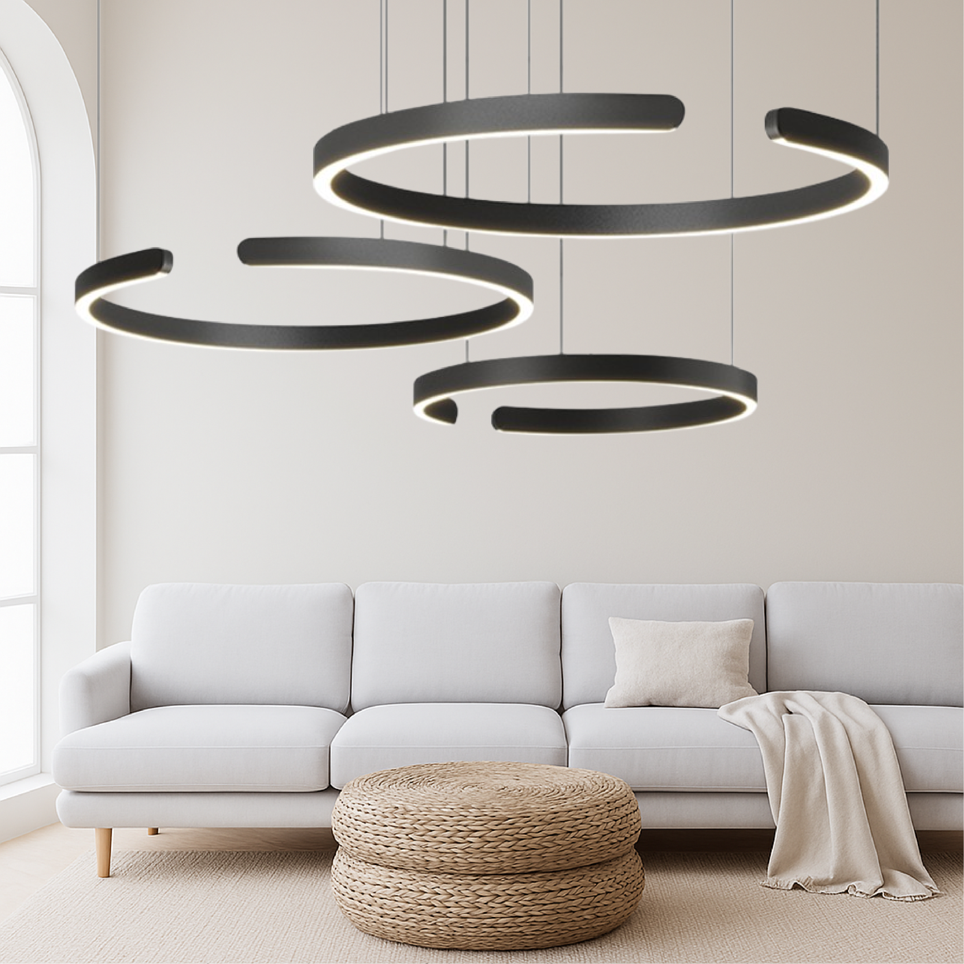 Lampada a sospensione nordica a 3 anelli