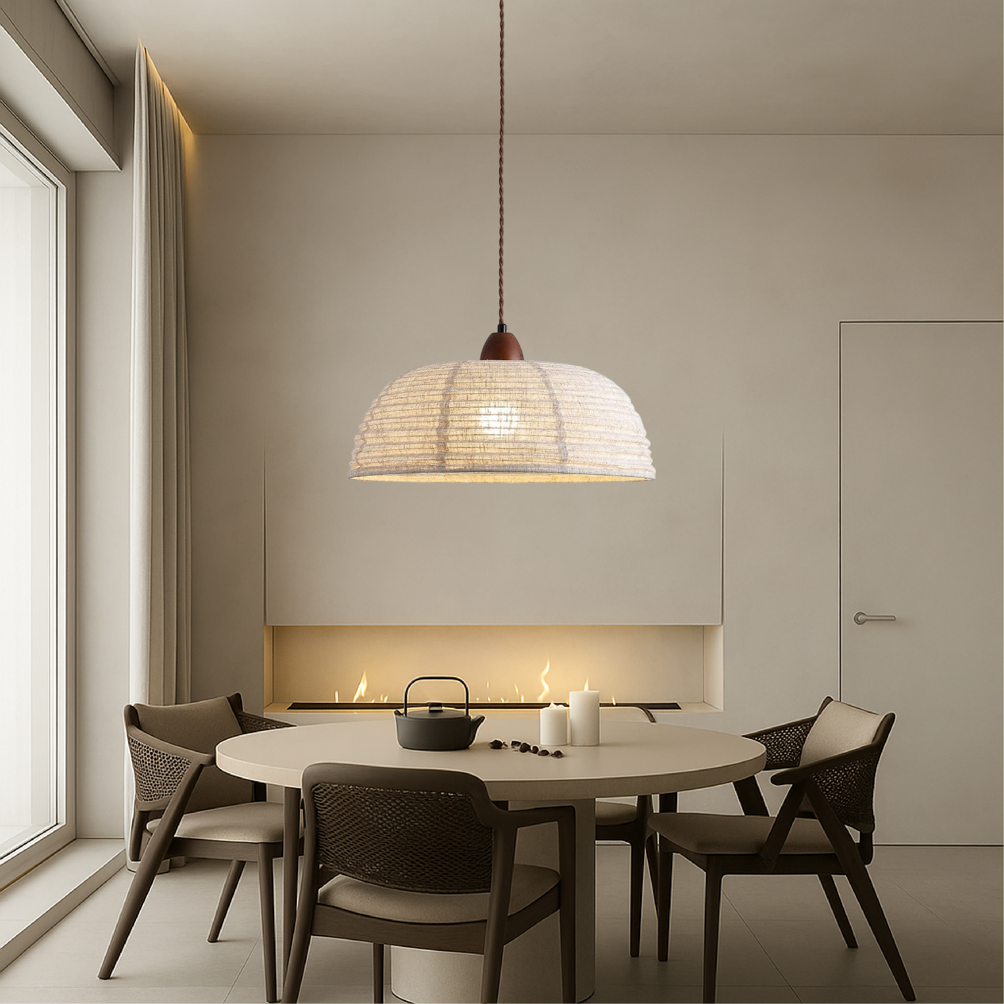 Lampada a sospensione in tessuto