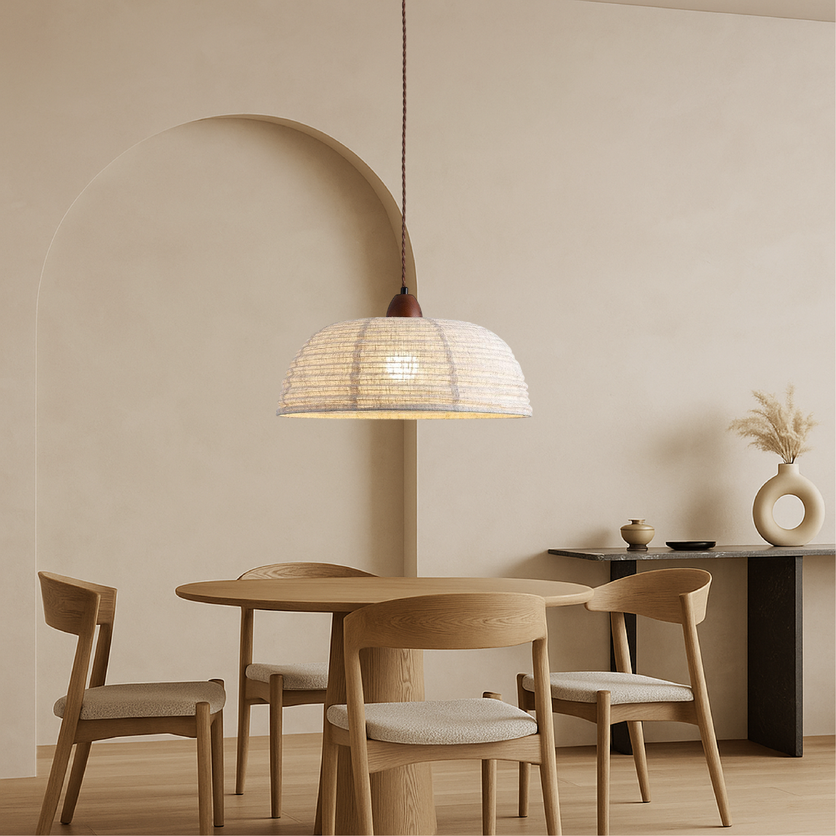 Lampada a sospensione in tessuto