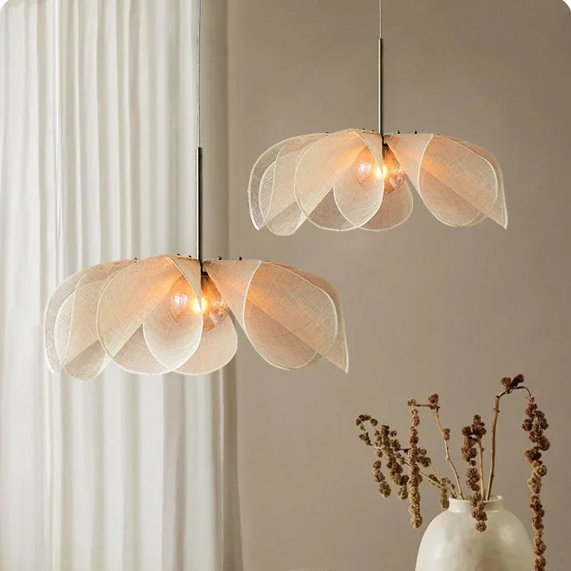 Lampada a sospensione in tessuto vintage