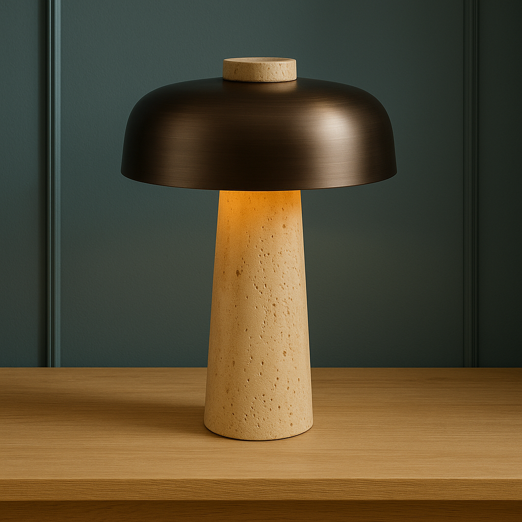 Lampada da tavolo in travertino