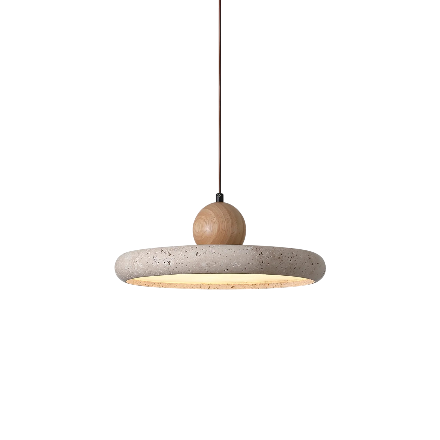 Luce a sospensione in legno di travertino