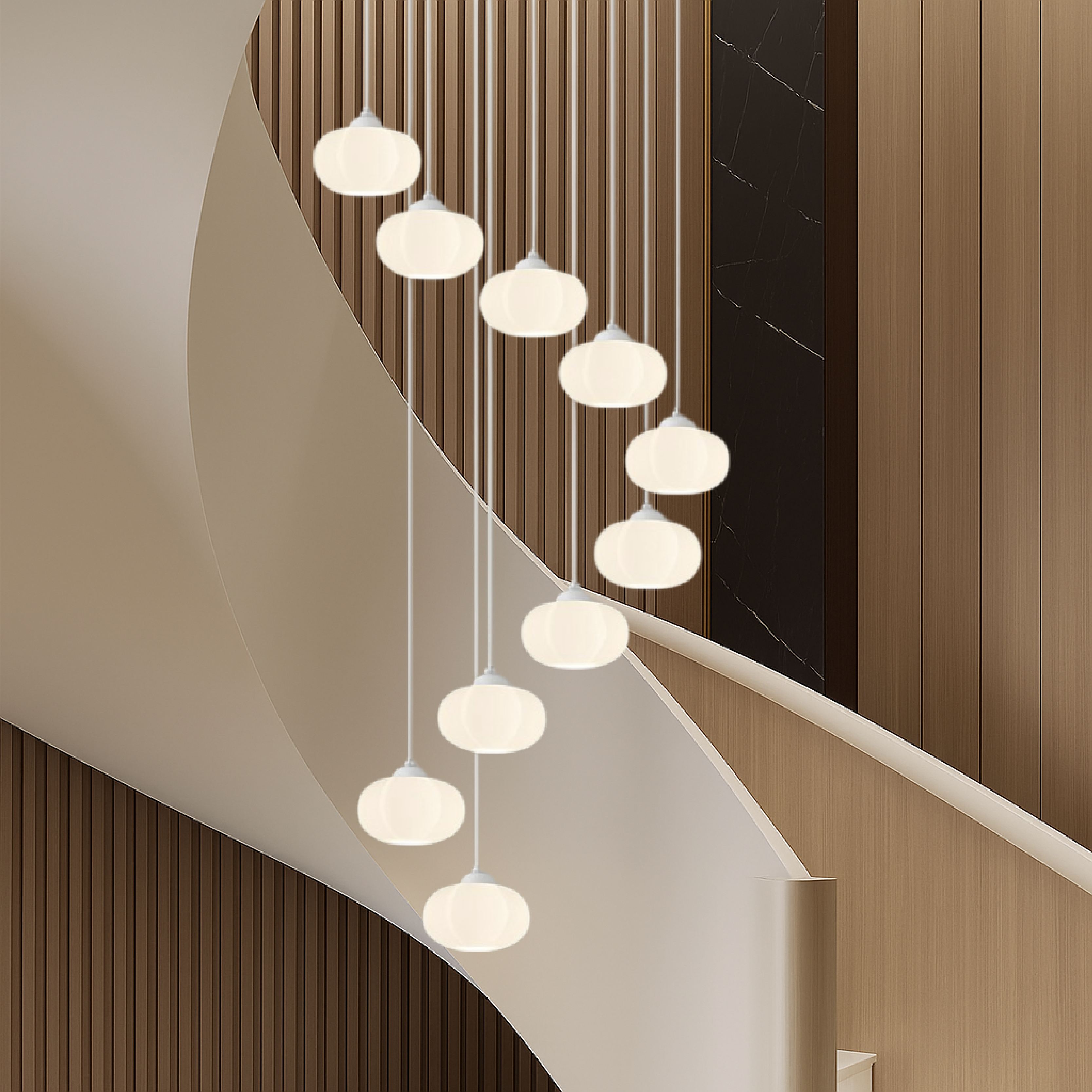 Lampadario da scala Art Déco Crema