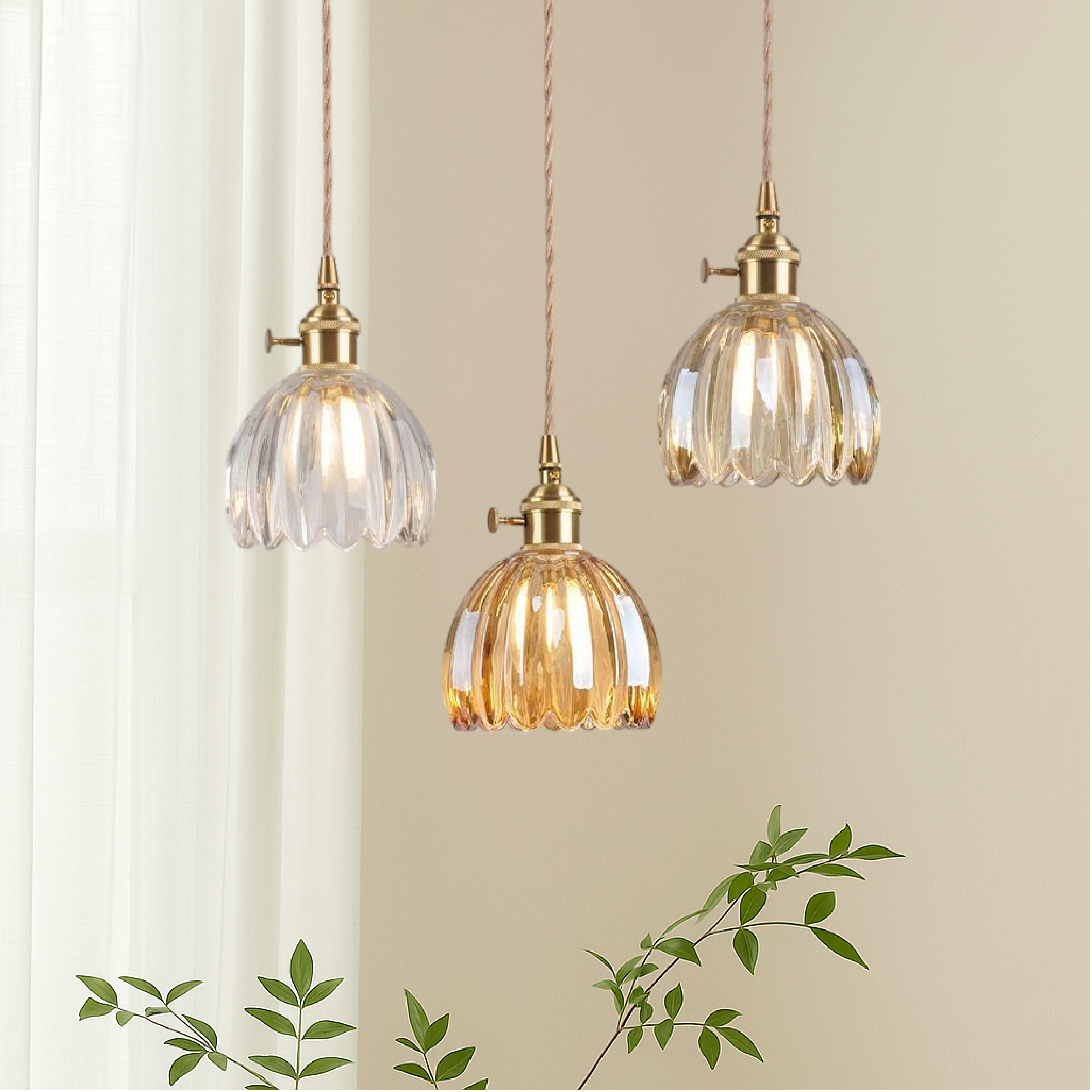 Luce a sospensione in vetro giapponese