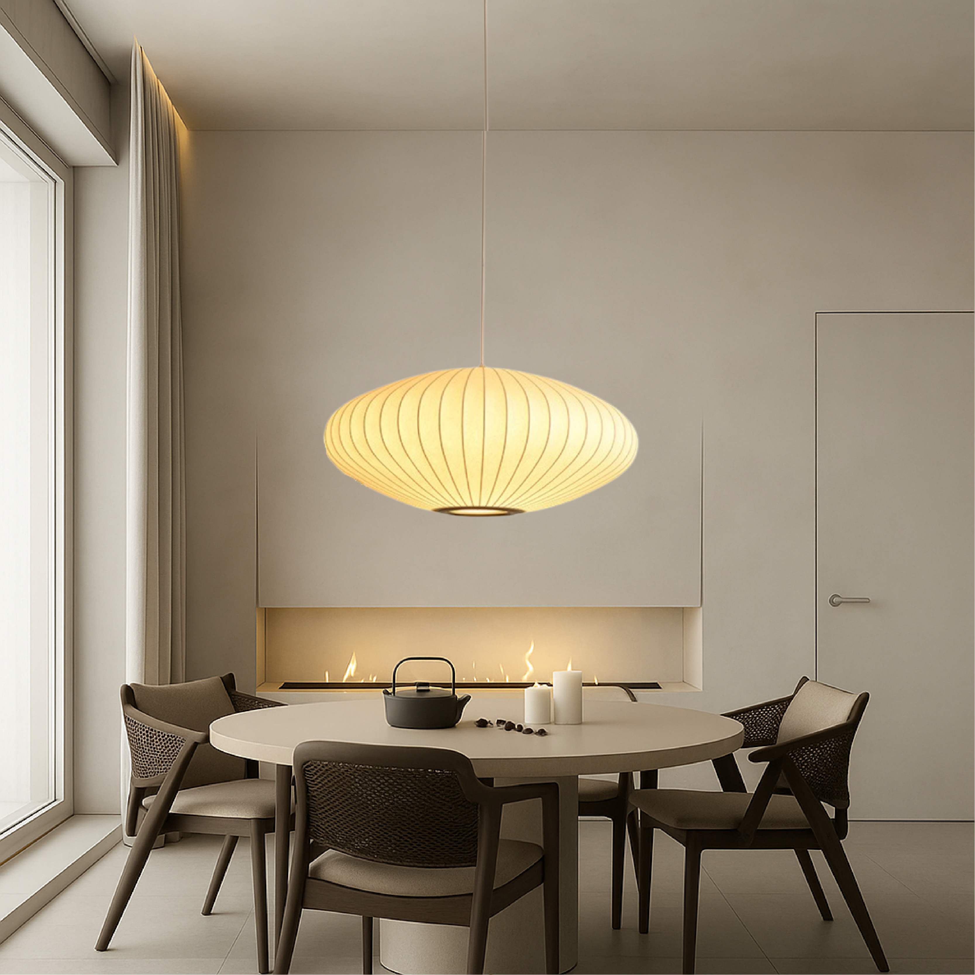 Luce a sospensione in seta italiana