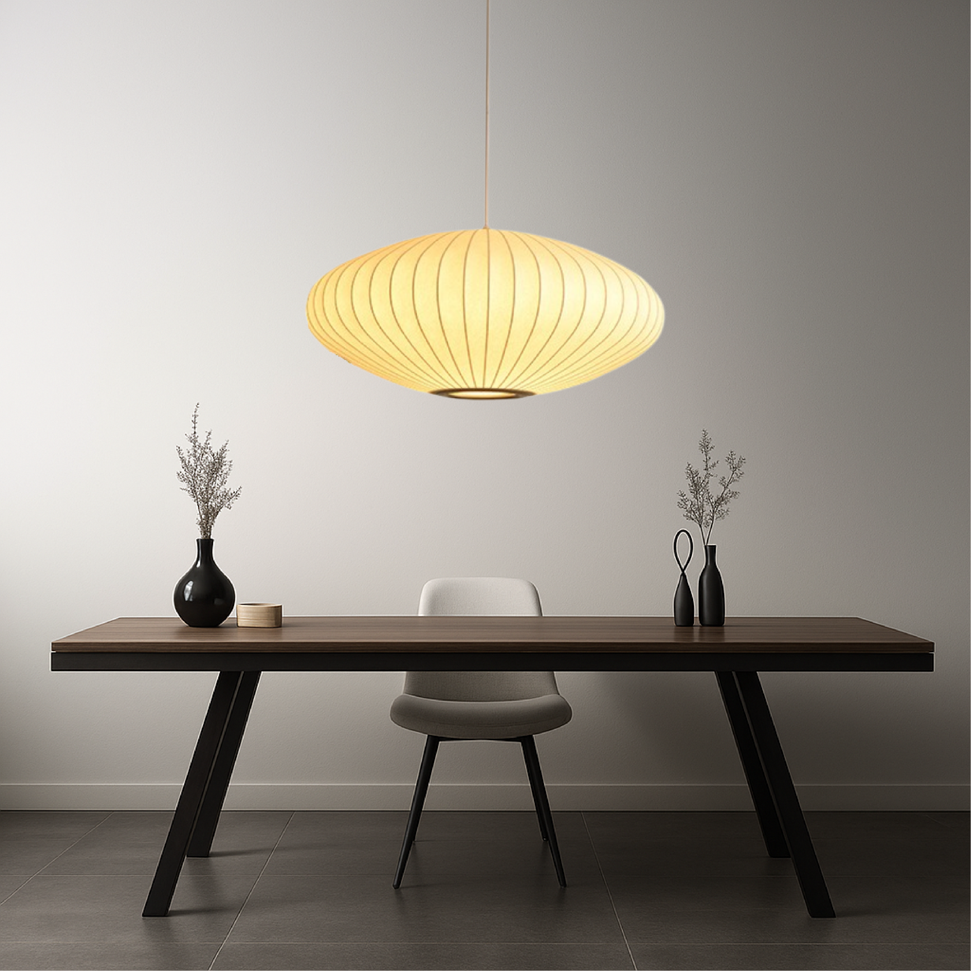 Luce a sospensione in seta italiana