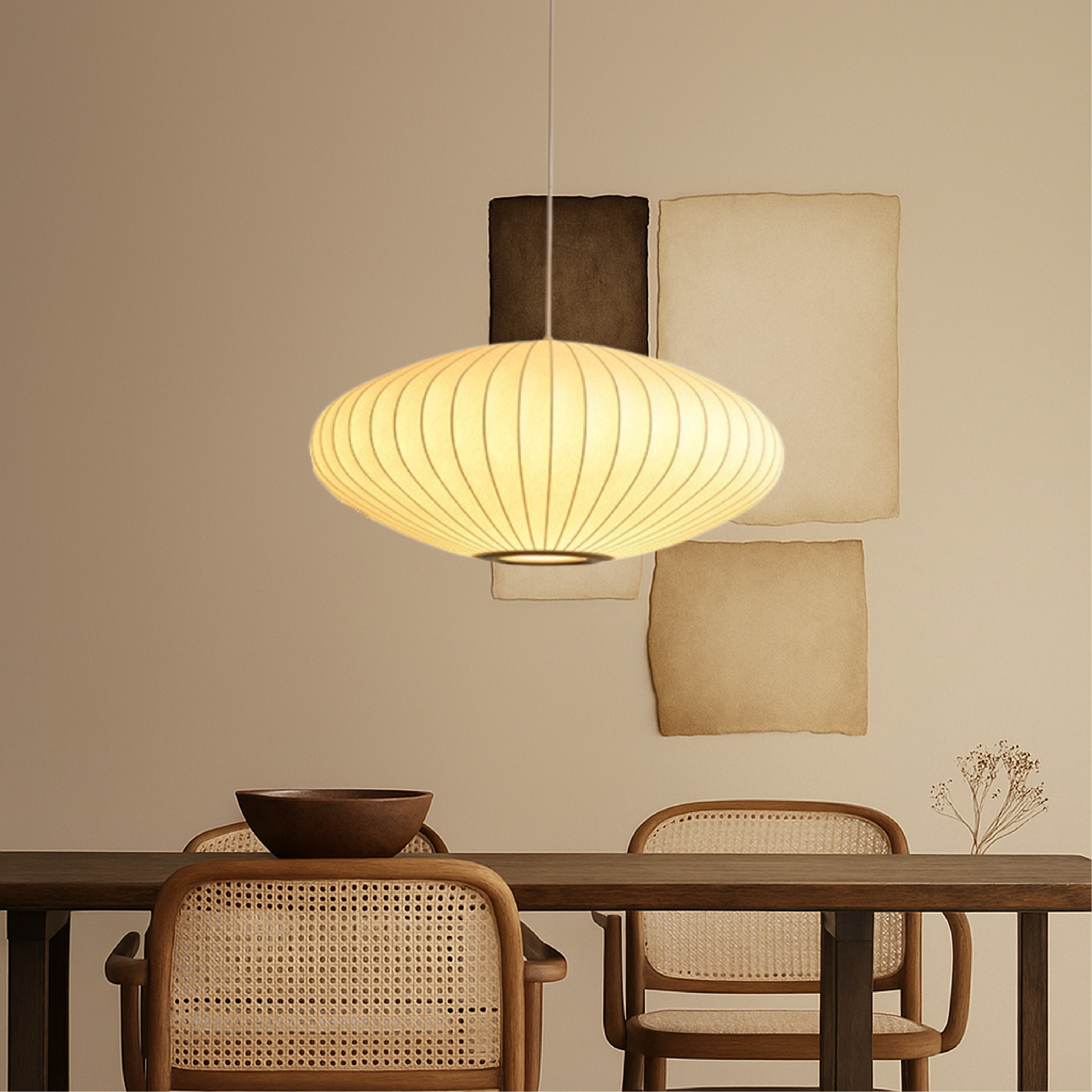 Luce a sospensione in seta italiana