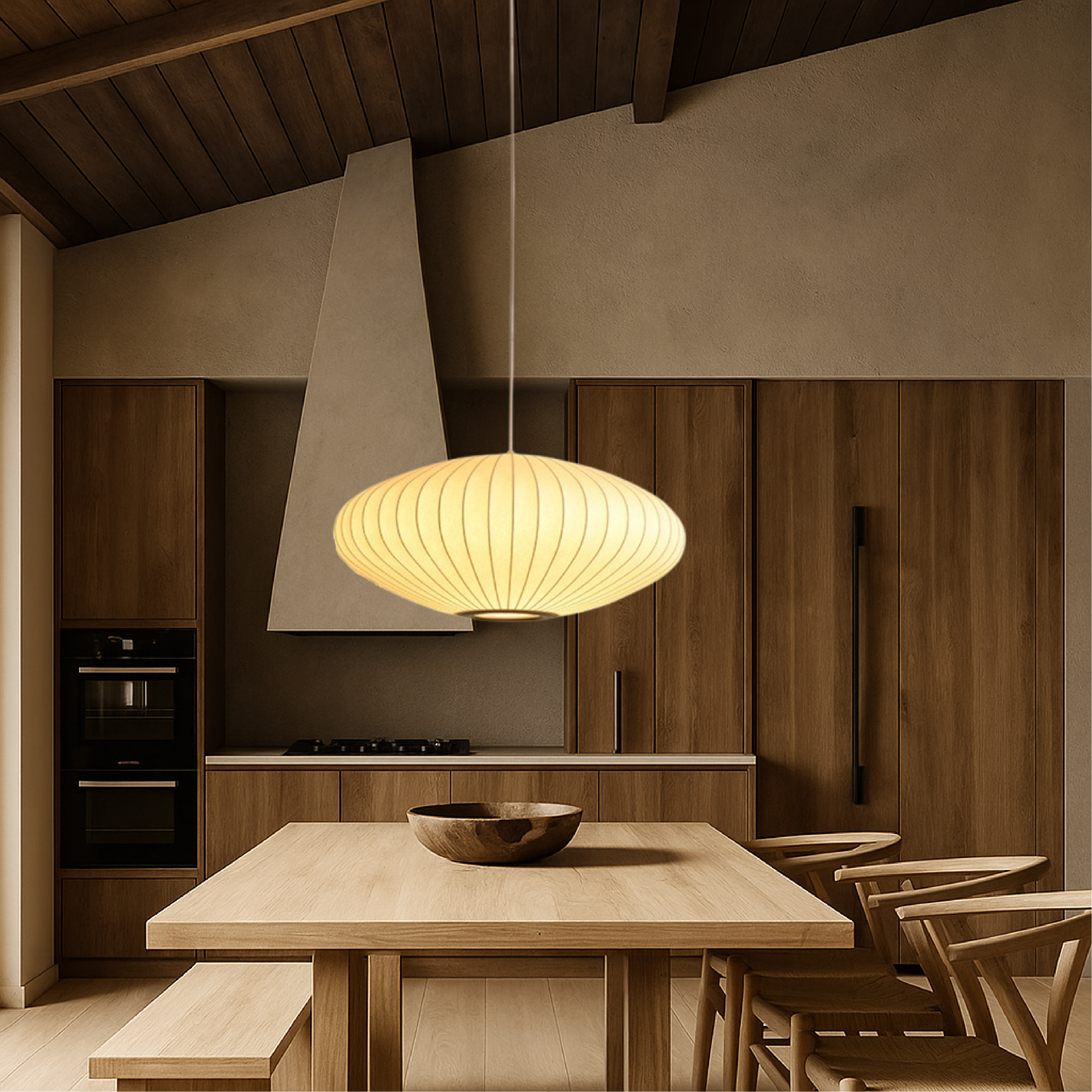 Luce a sospensione in seta italiana