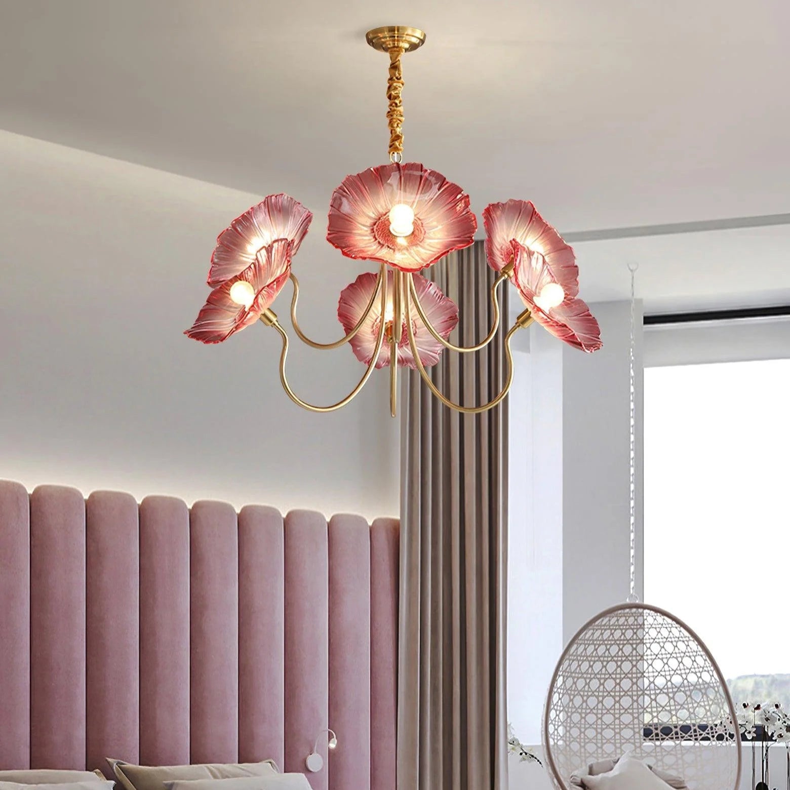 Lampadario a foglie di vetro Lotus