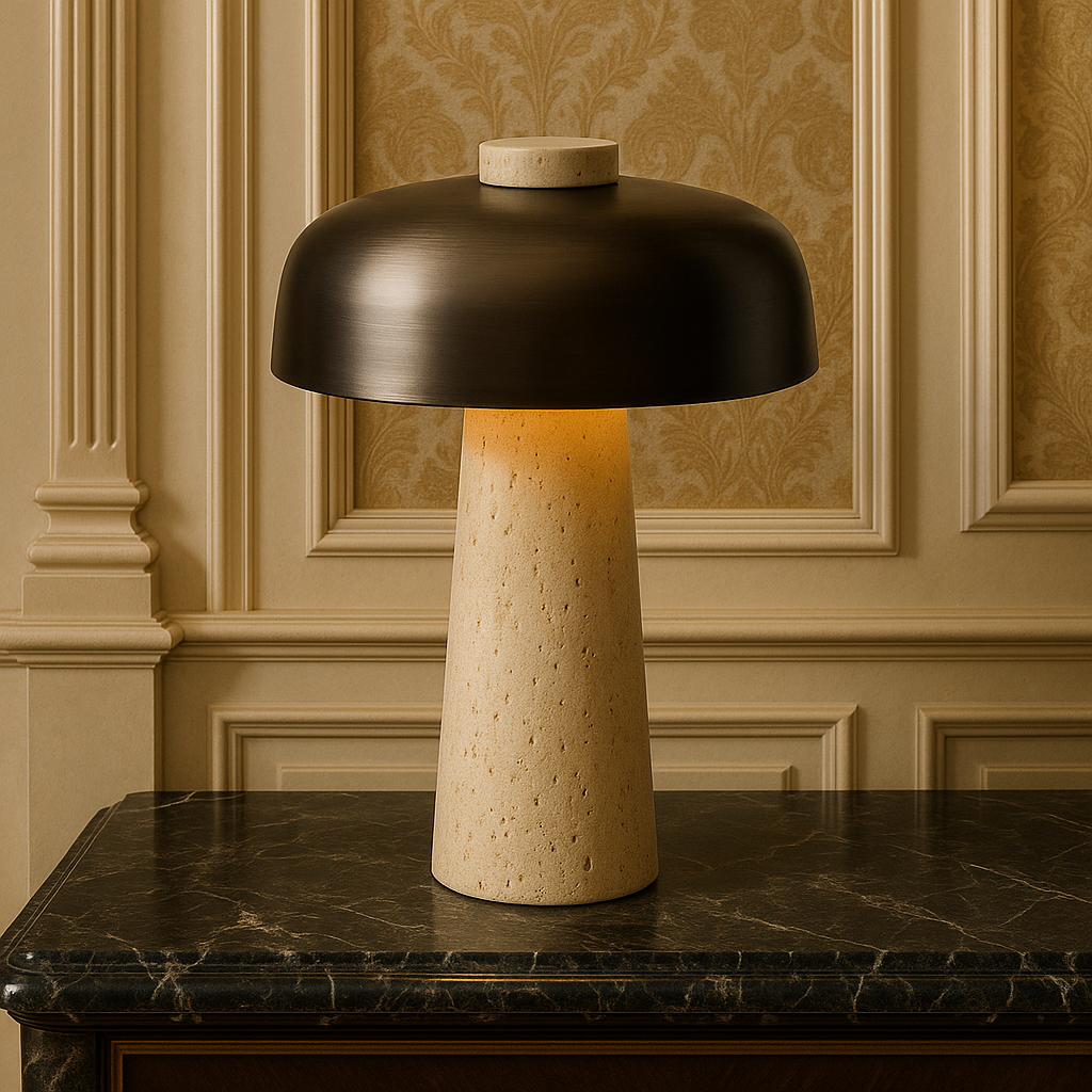 Lampada da tavolo in travertino