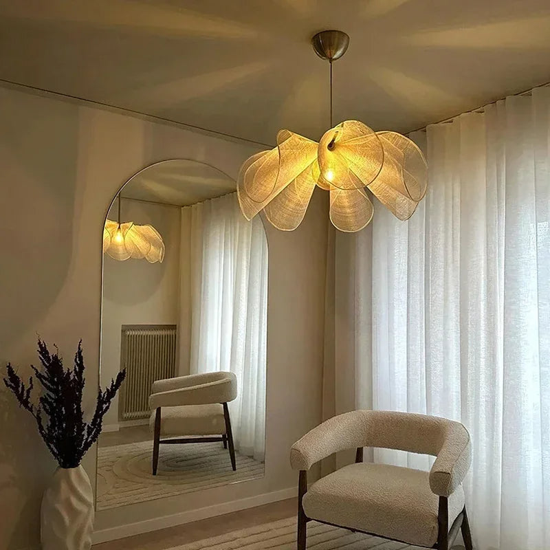 Lampada a sospensione in tessuto vintage