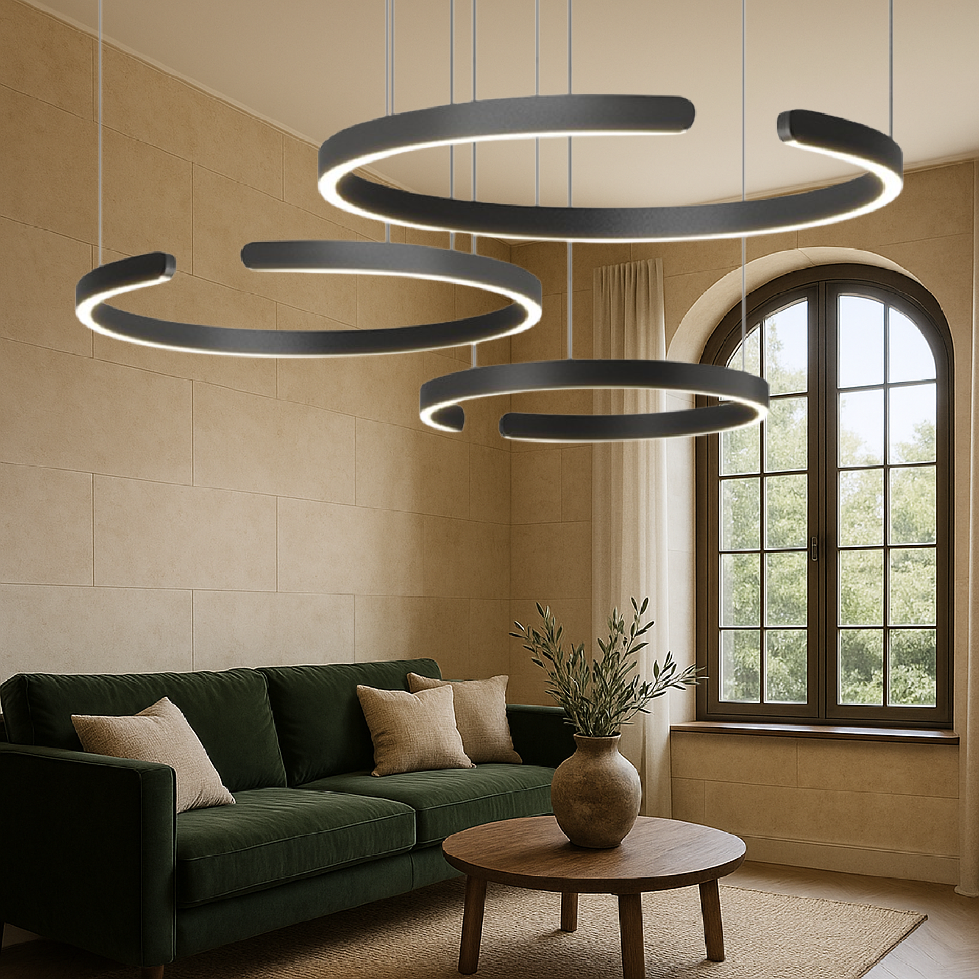 Lampada a sospensione nordica a 3 anelli