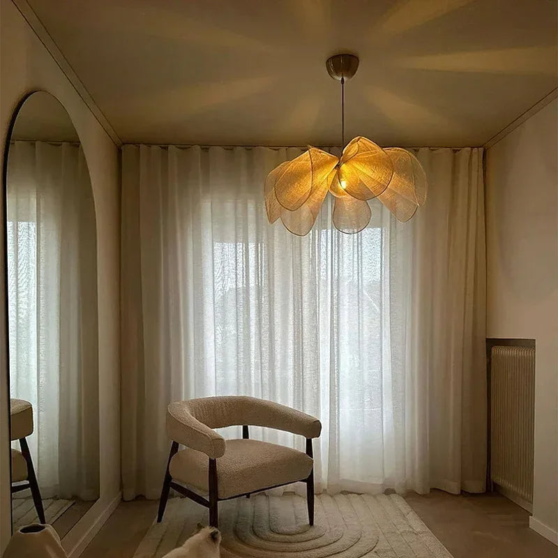 Lampada a sospensione in tessuto vintage