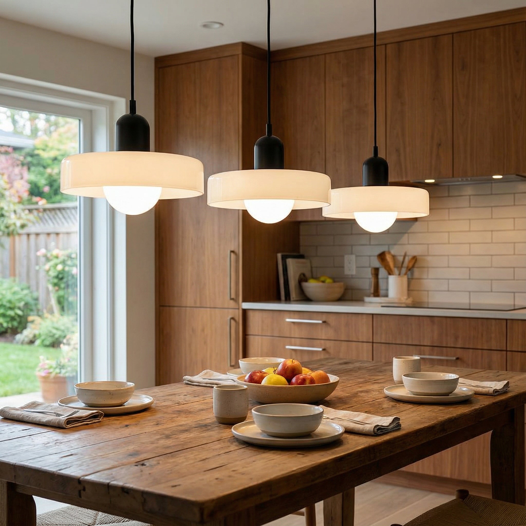 Lampada a sospensione a 3 teste in vetro colorato Bauhaus