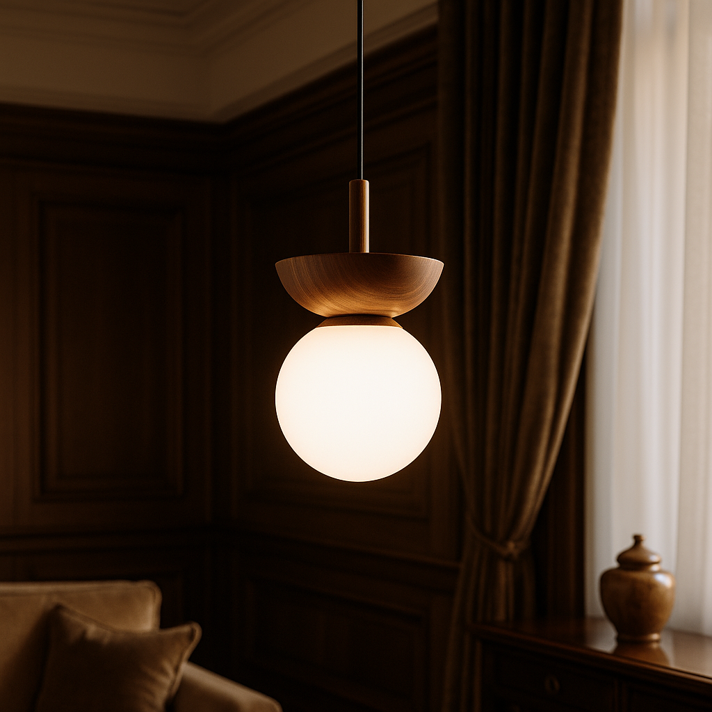 Luce a sospensione in legno Japandi