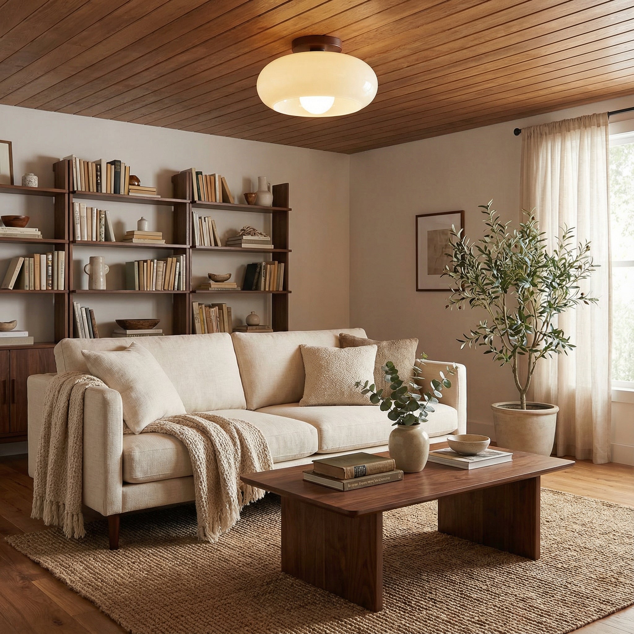 Plafoniera Bauhaus francese in crema