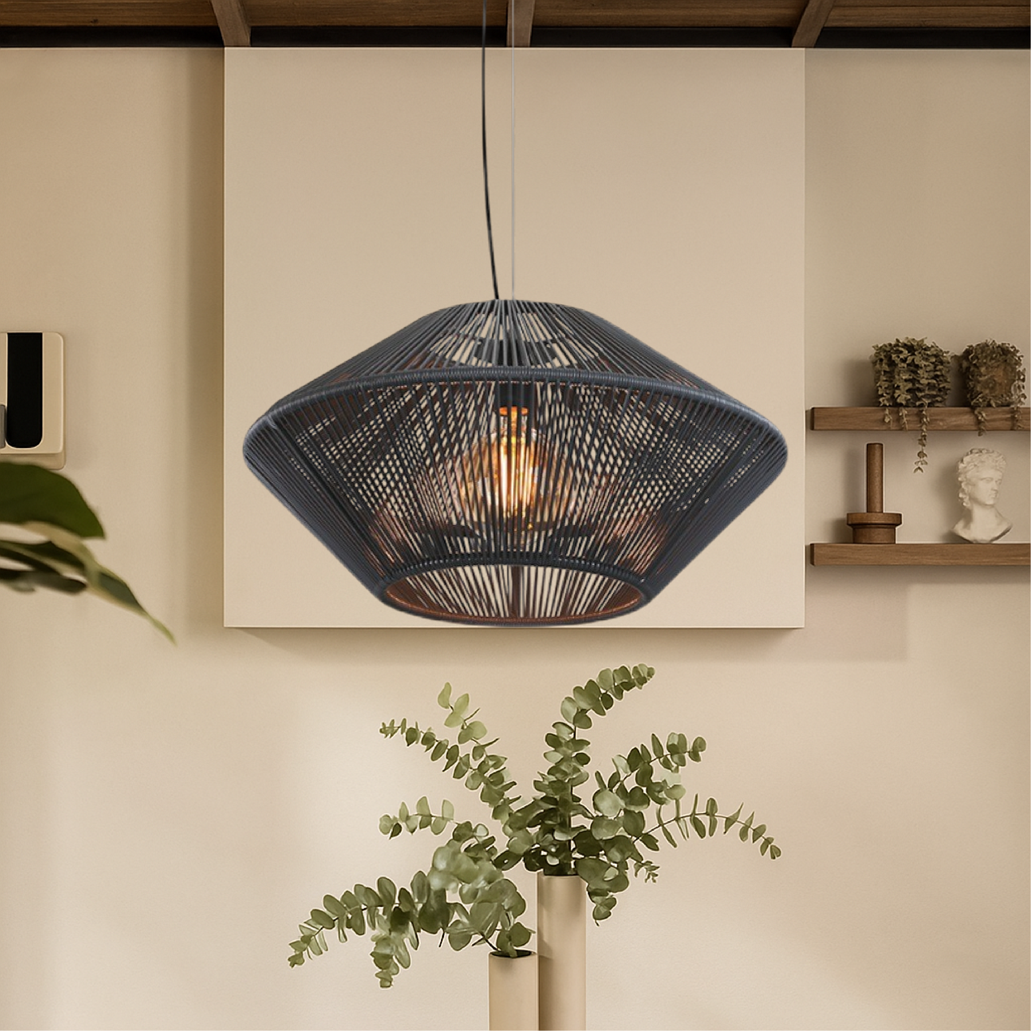 Lampada a sospensione intrecciata a mano