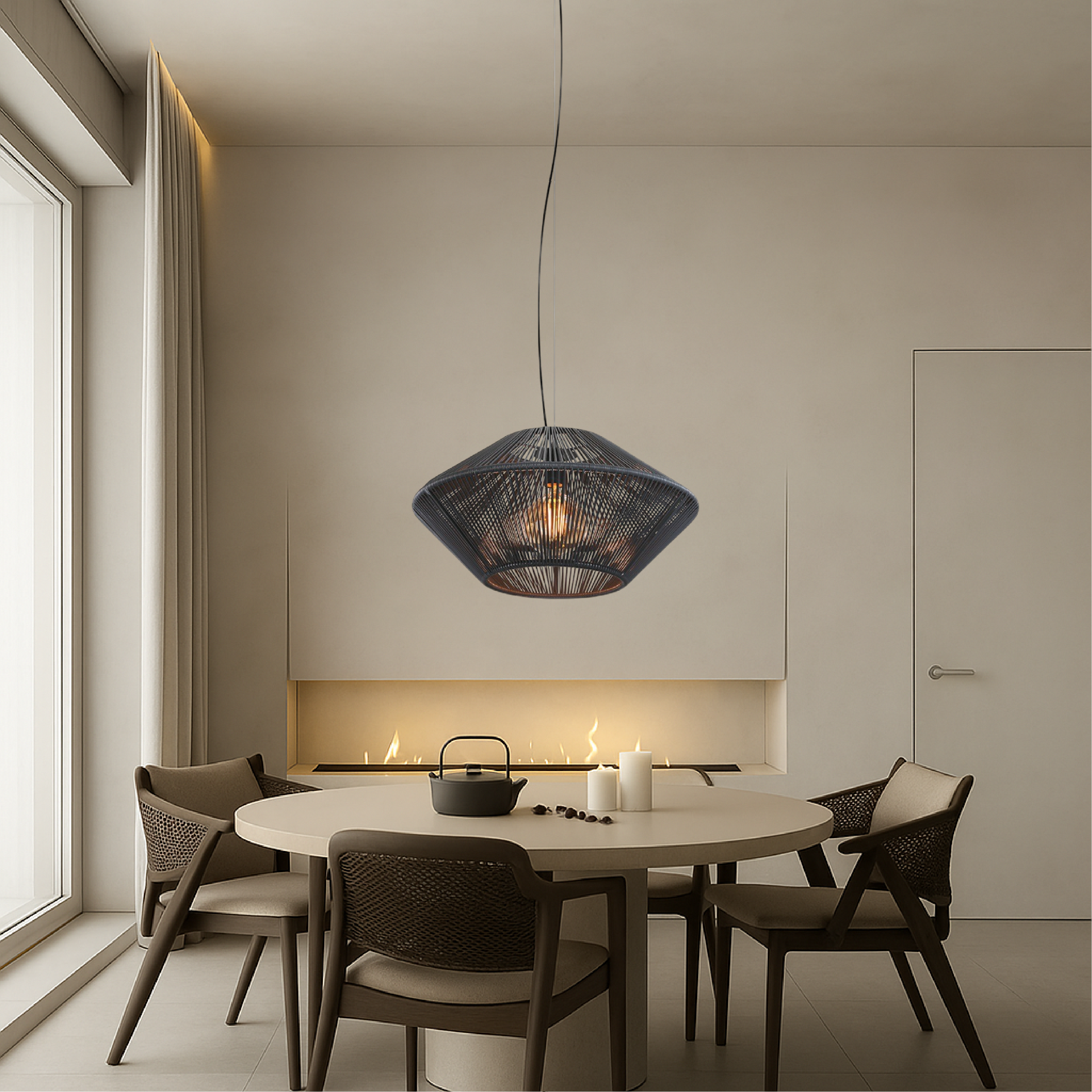 Lampada a sospensione intrecciata a mano