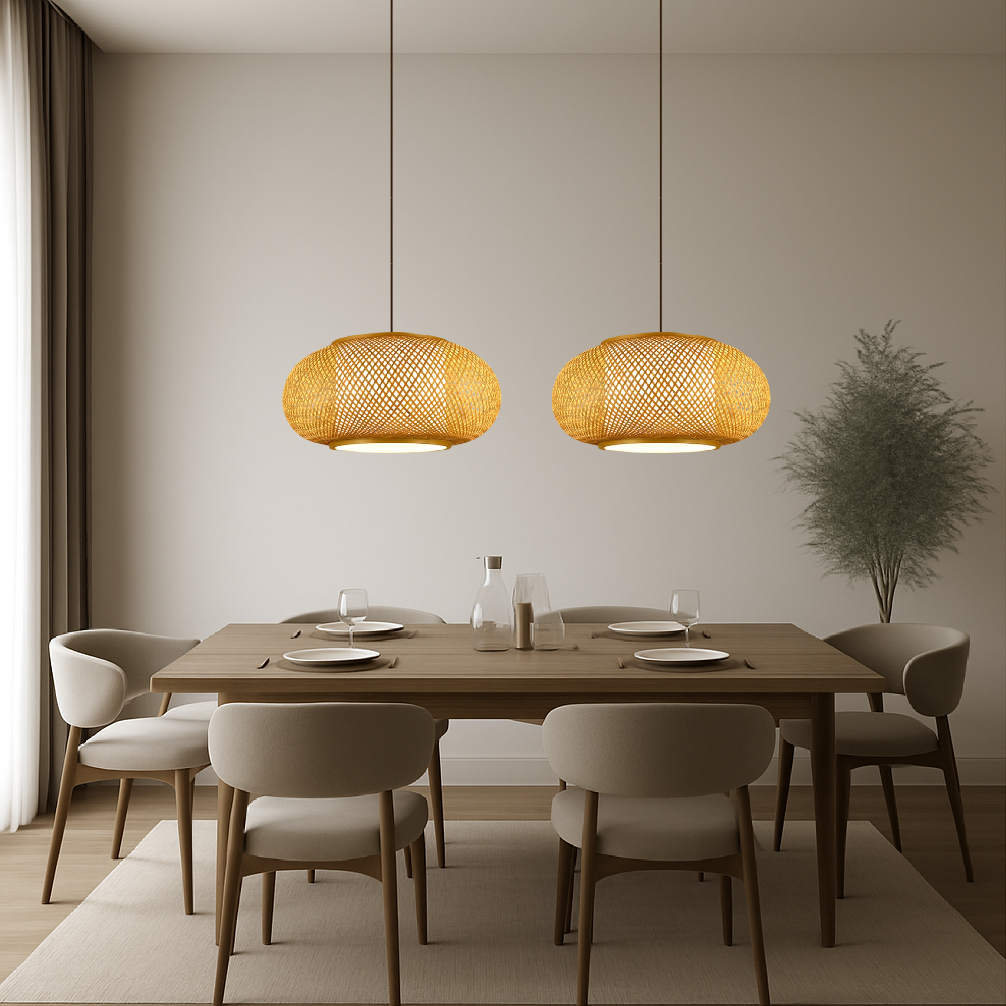 Lampada a sospensione Hansens in bambù